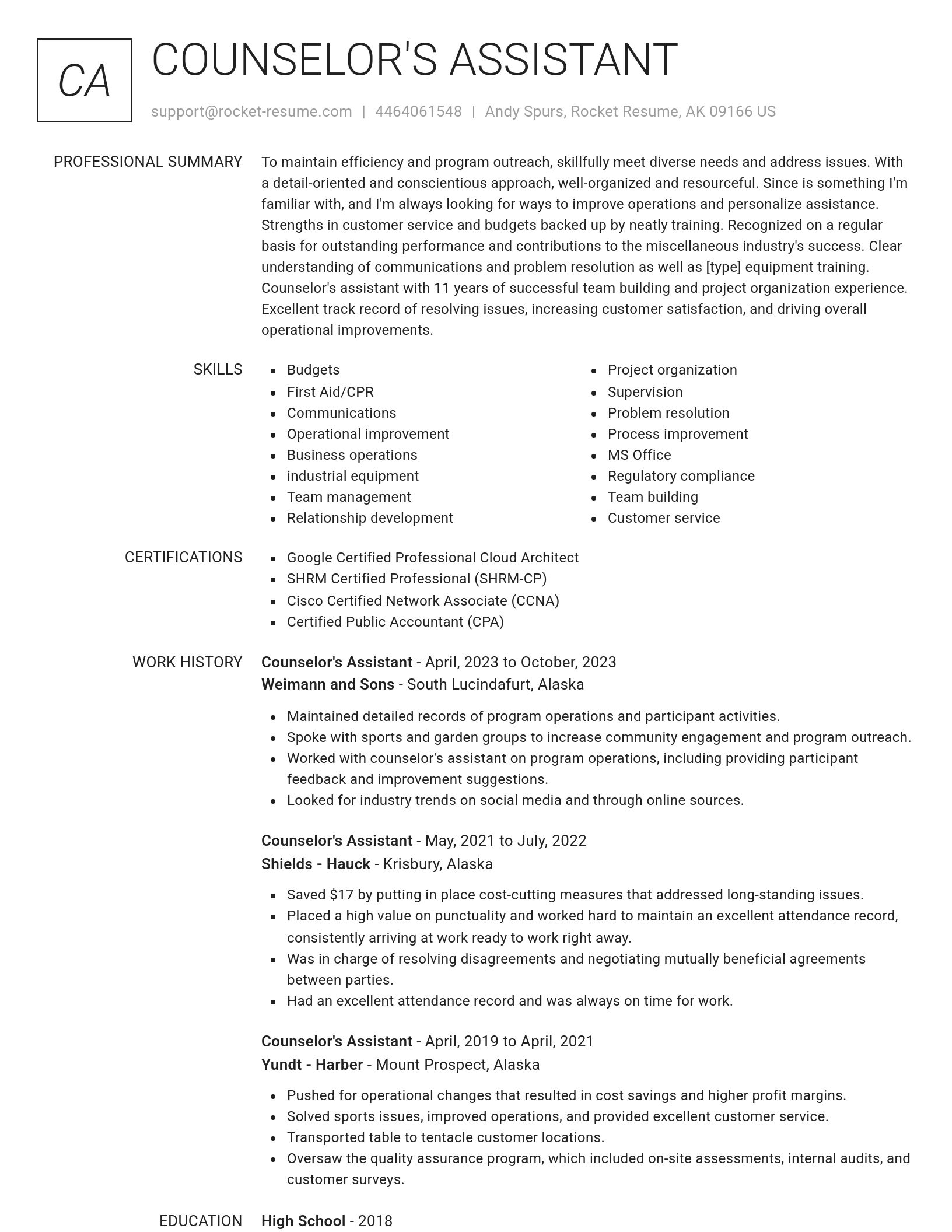Renowned resume template