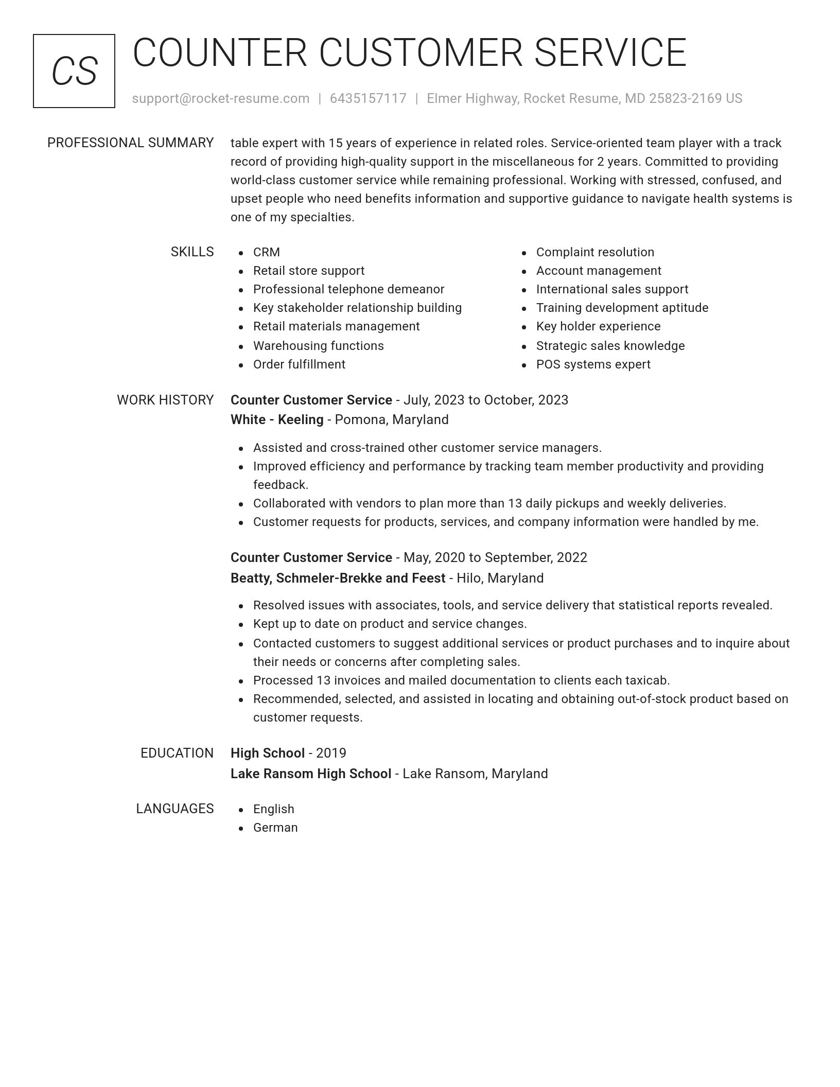 Renowned resume template
