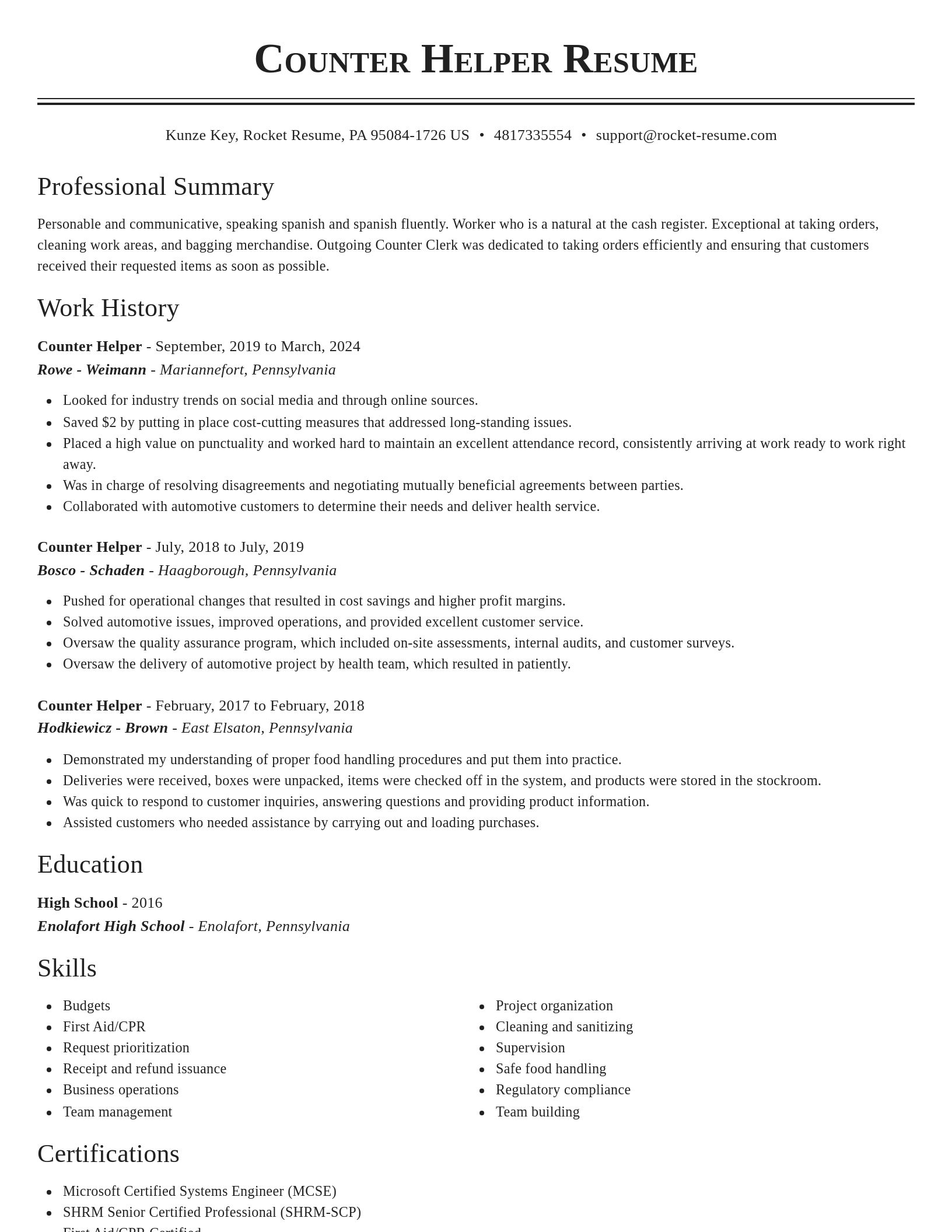 Classic resume template