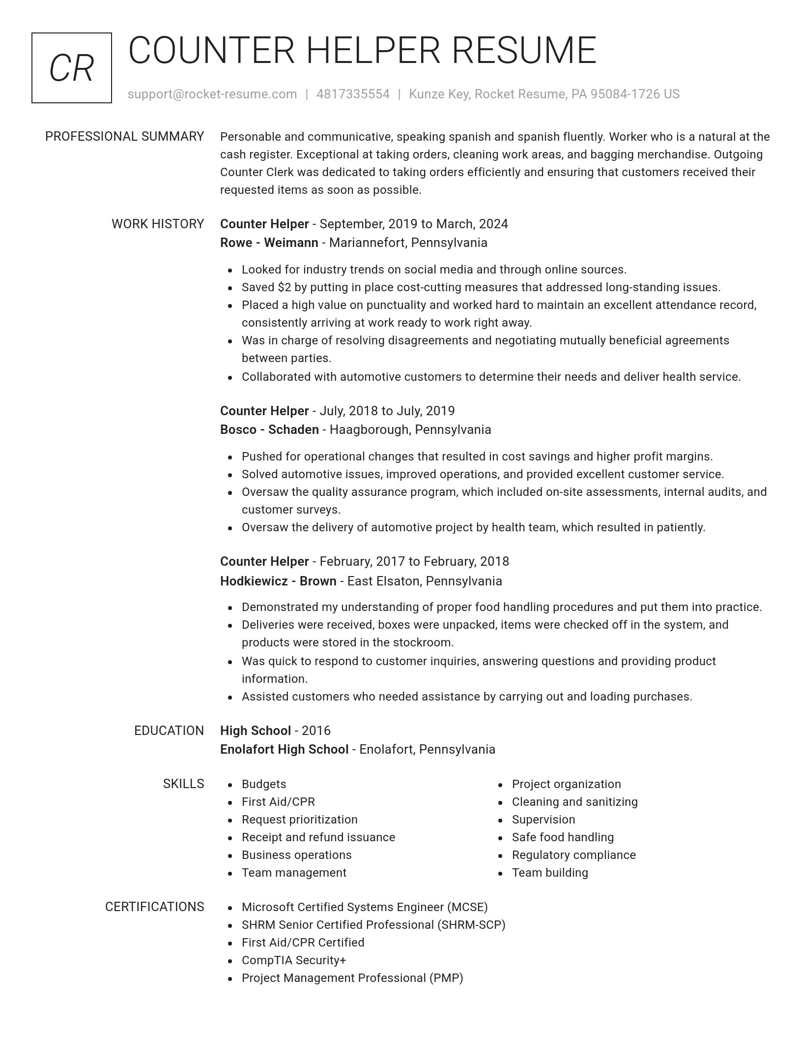 Renowned resume template