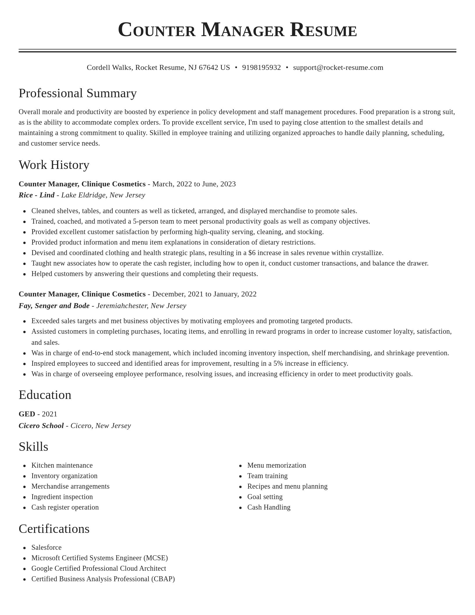 Classic resume template