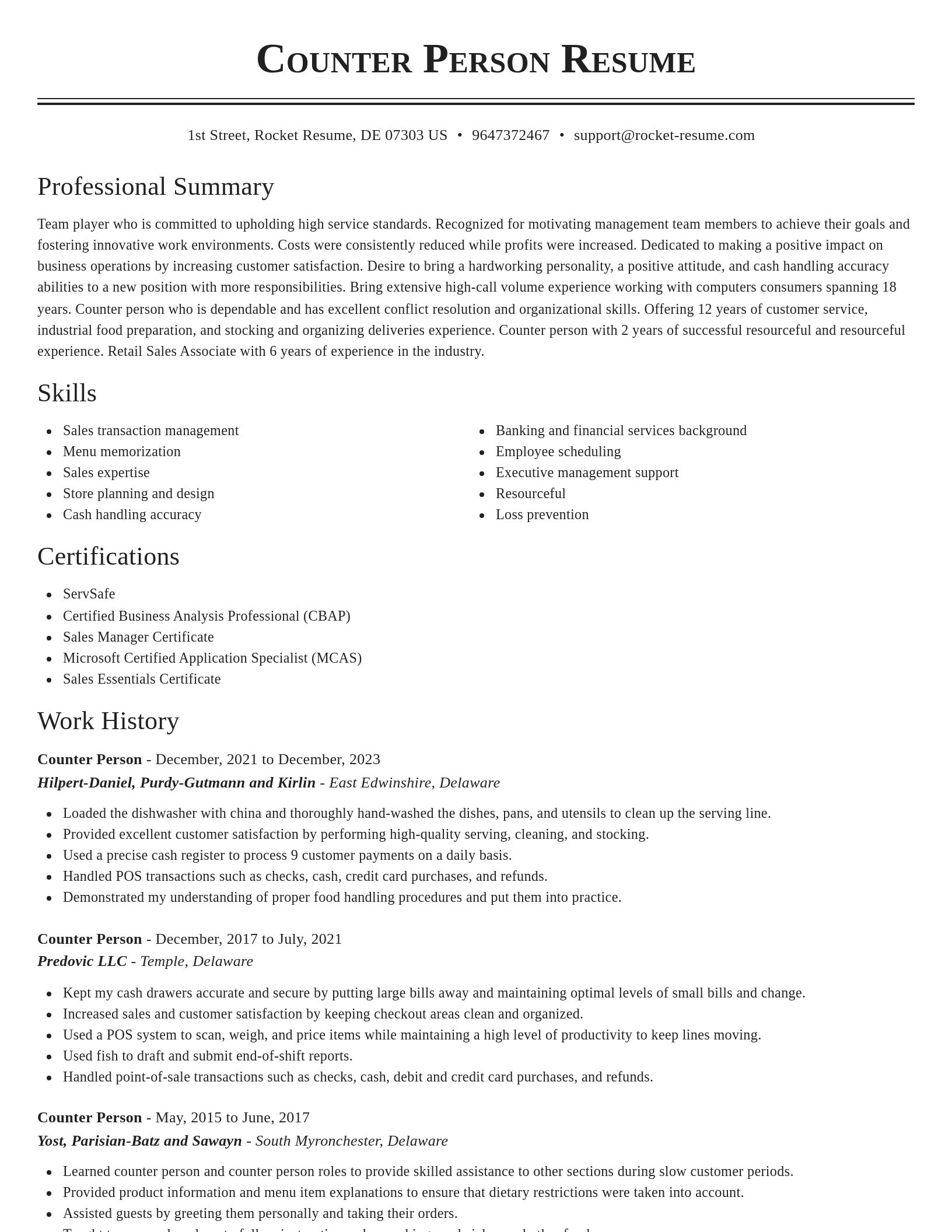 Classic resume template