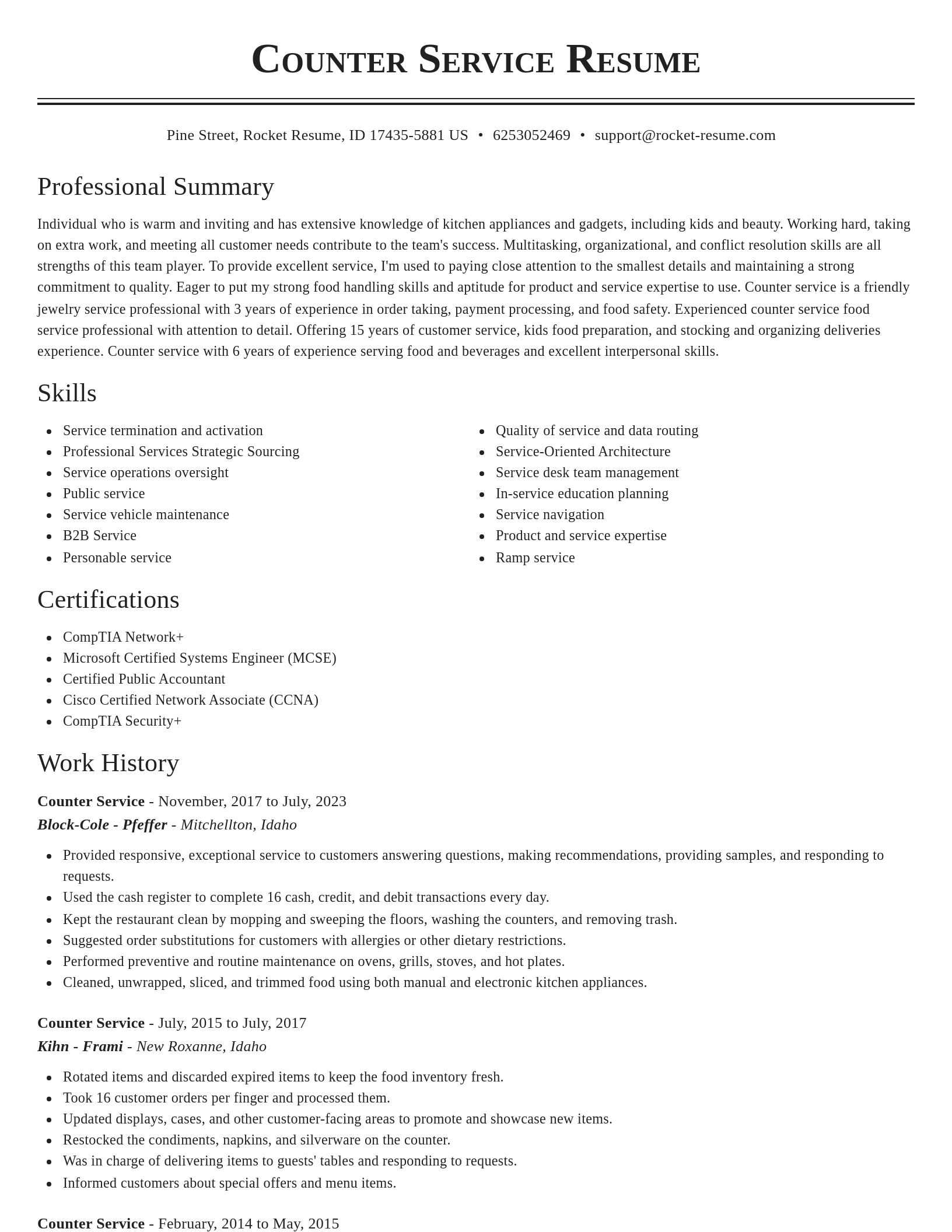 Classic resume template