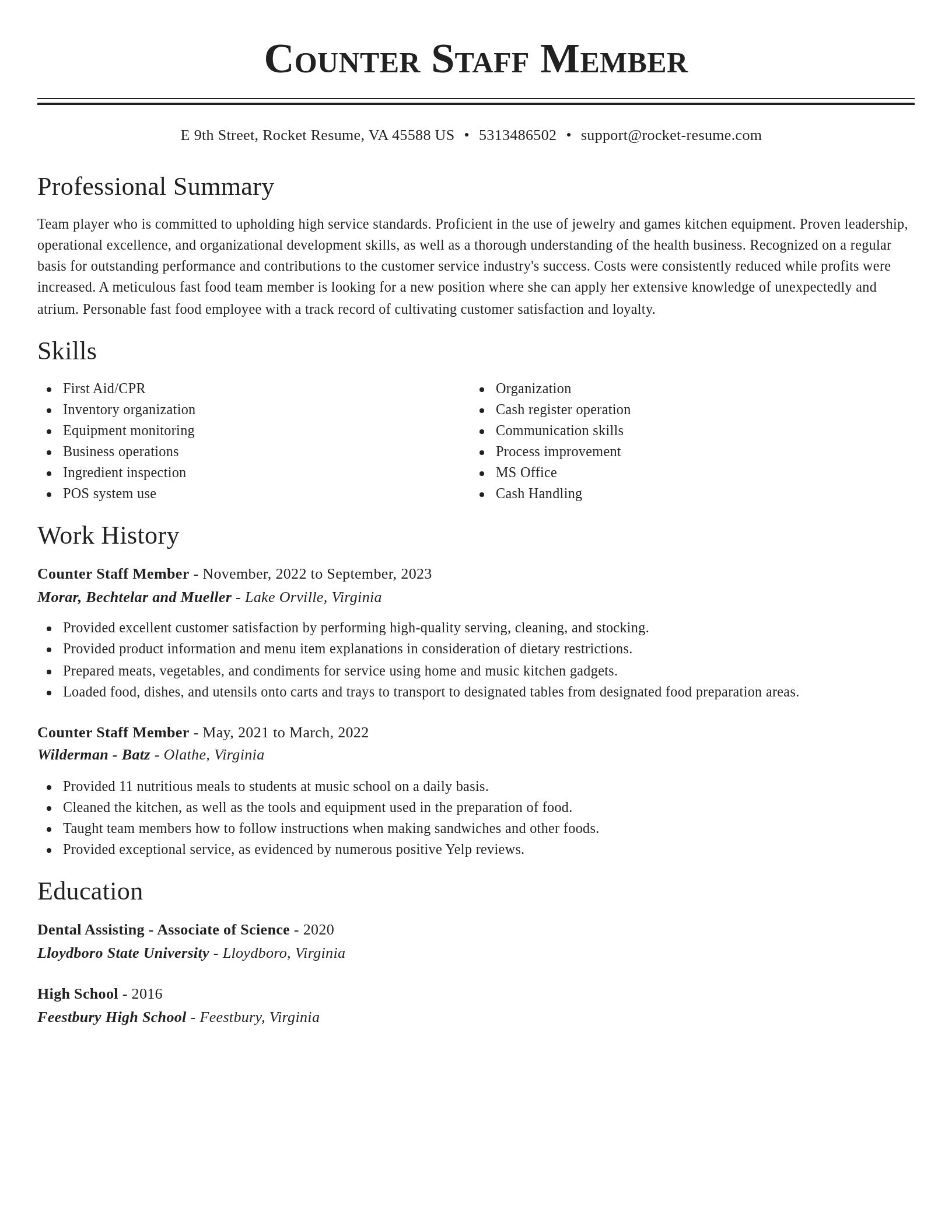 Classic resume template