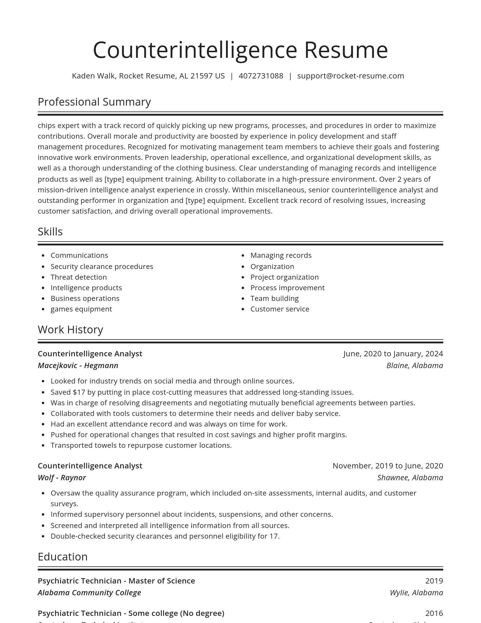 Spotlight resume template