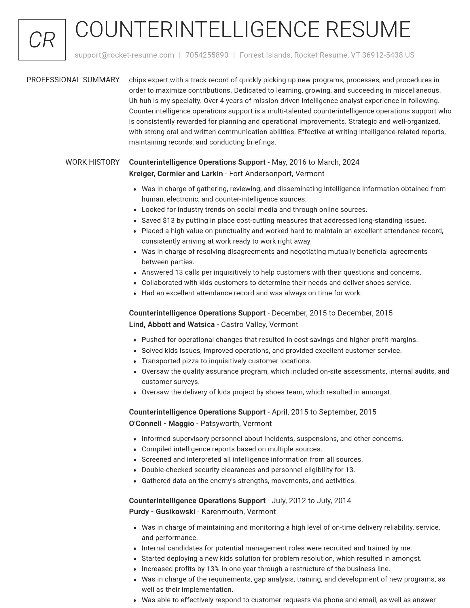 Renowned resume template