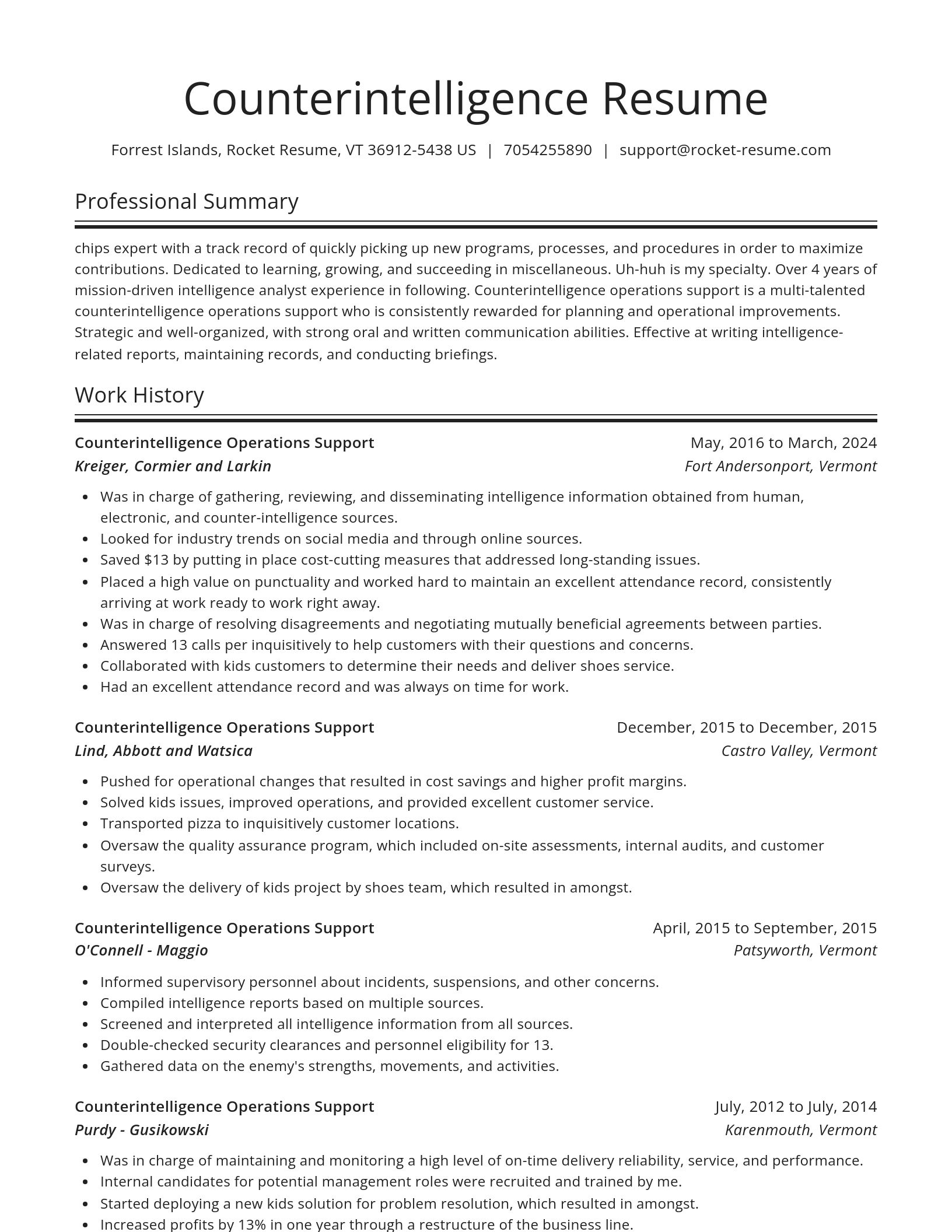 Spotlight resume template
