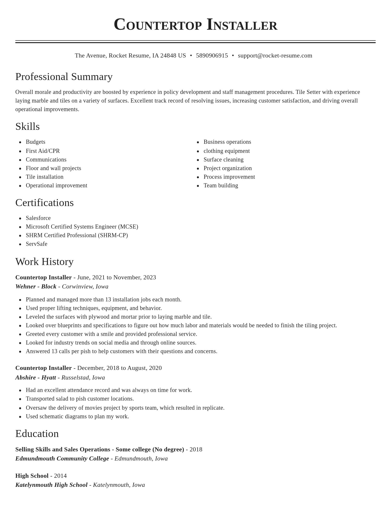 Classic resume template