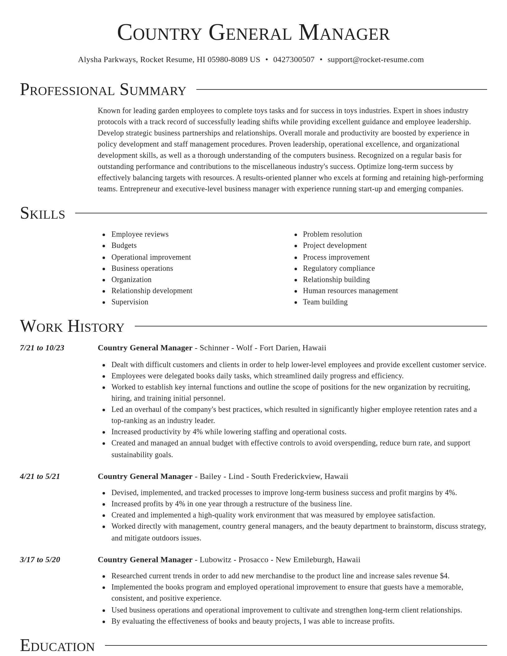 Director resume template