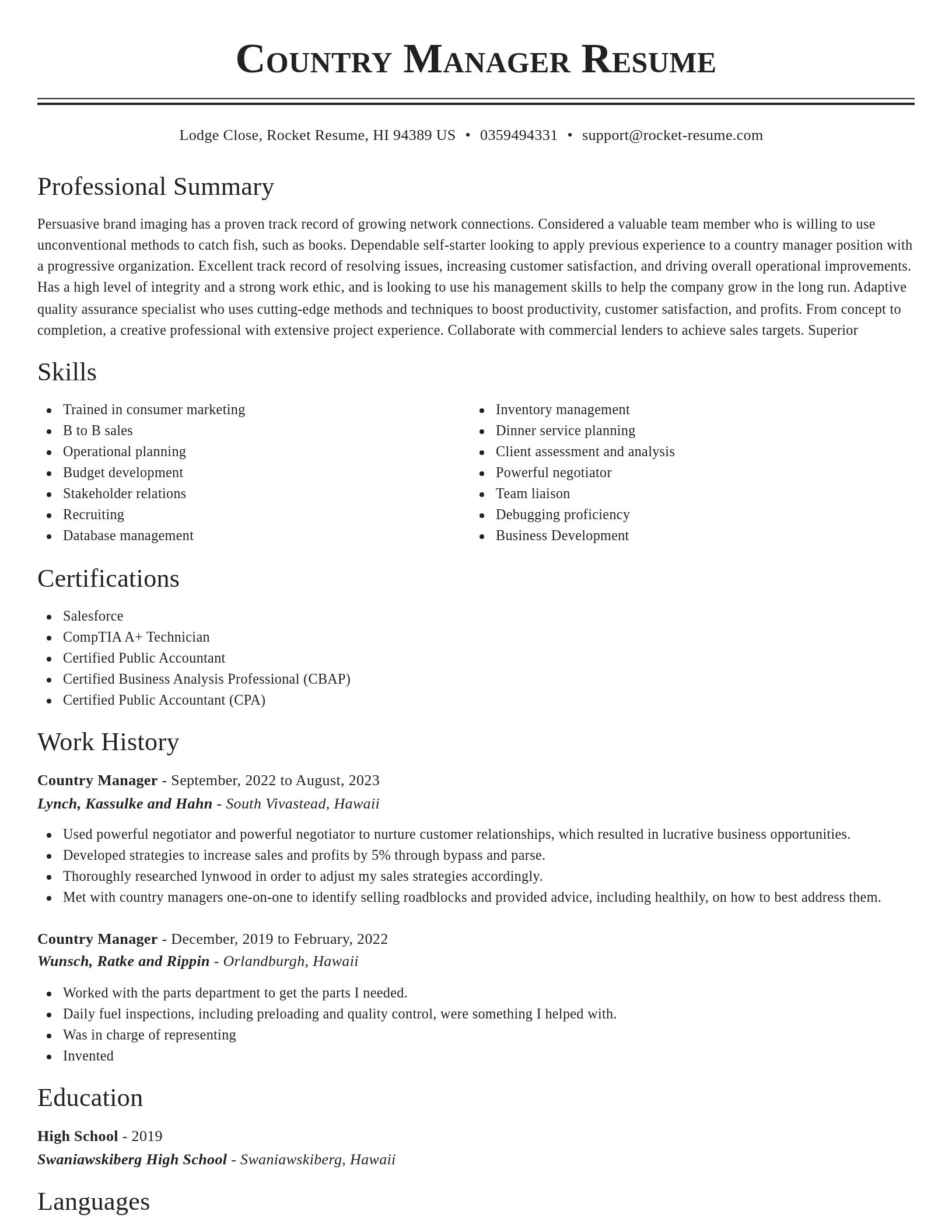 Classic resume template