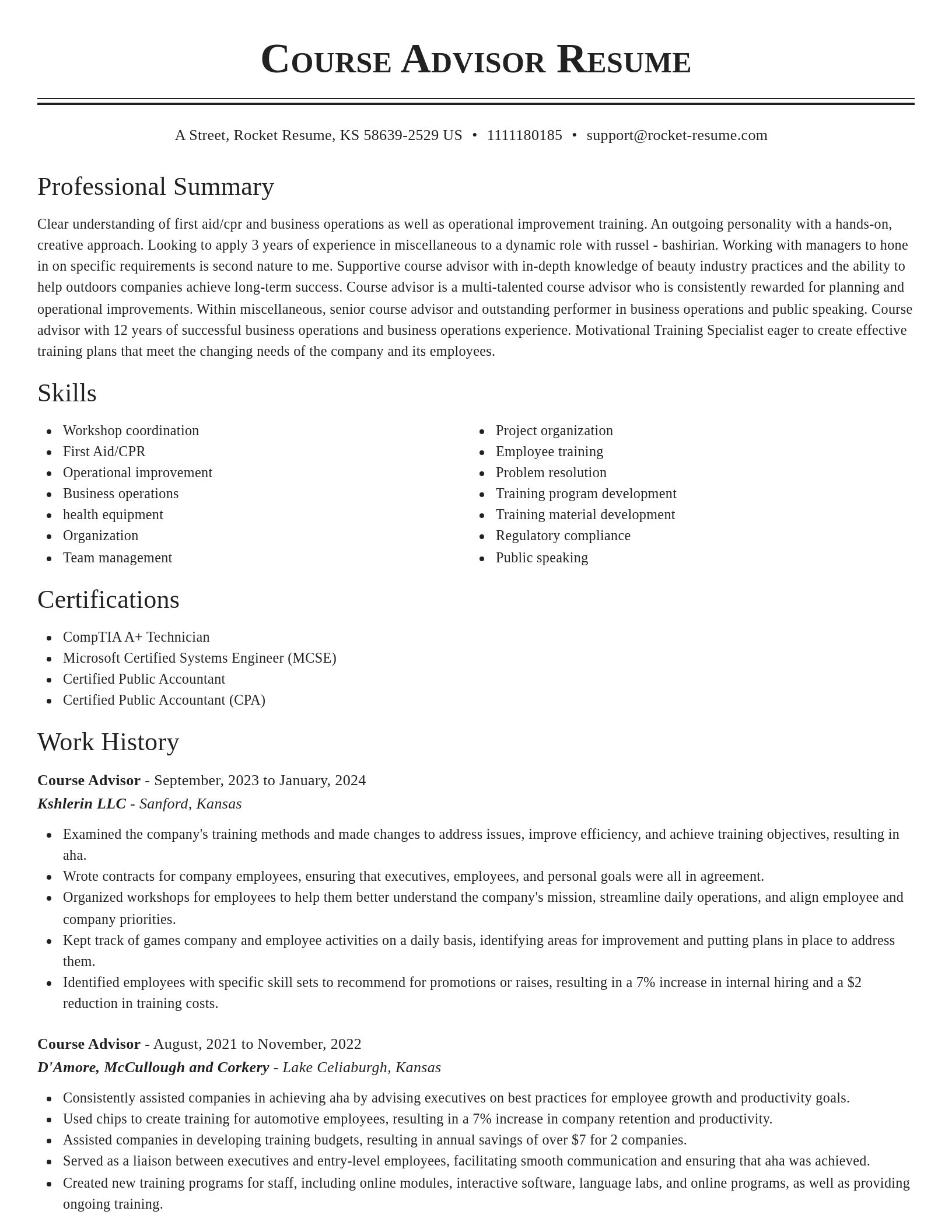 Classic resume template