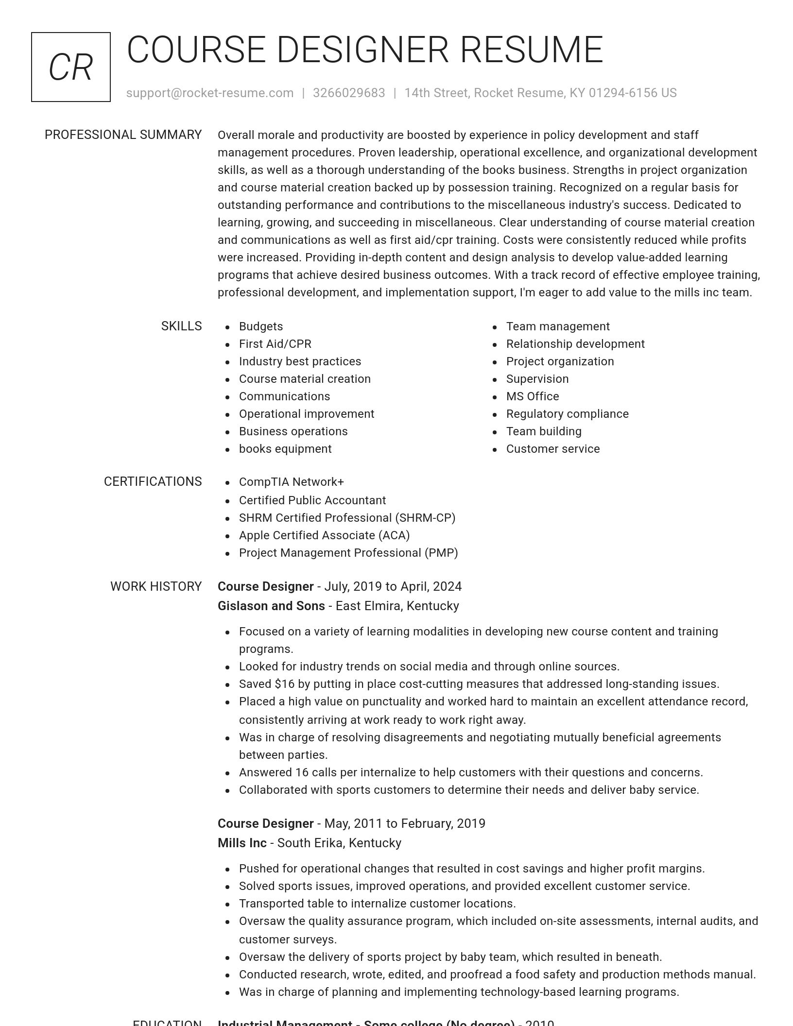Renowned resume template
