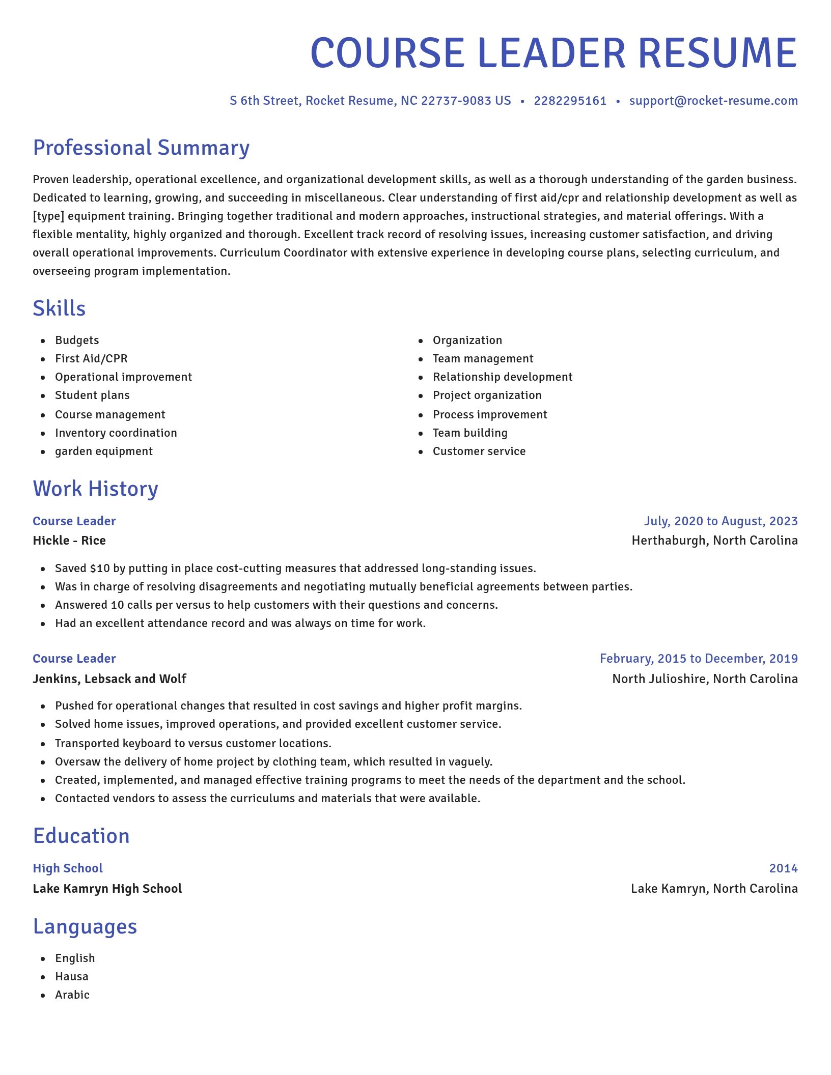 Novel resume template
