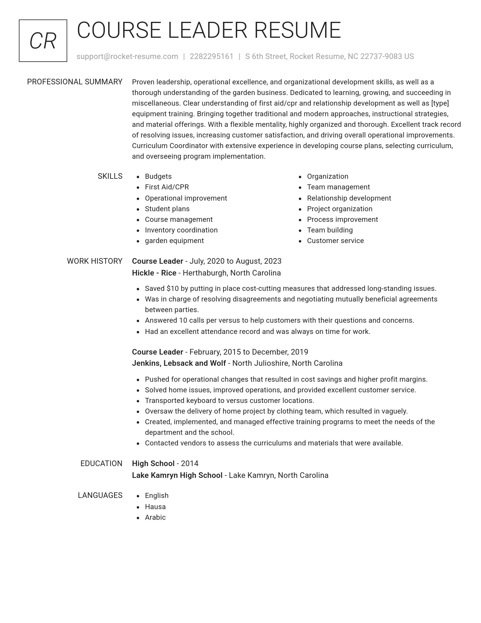 Renowned resume template