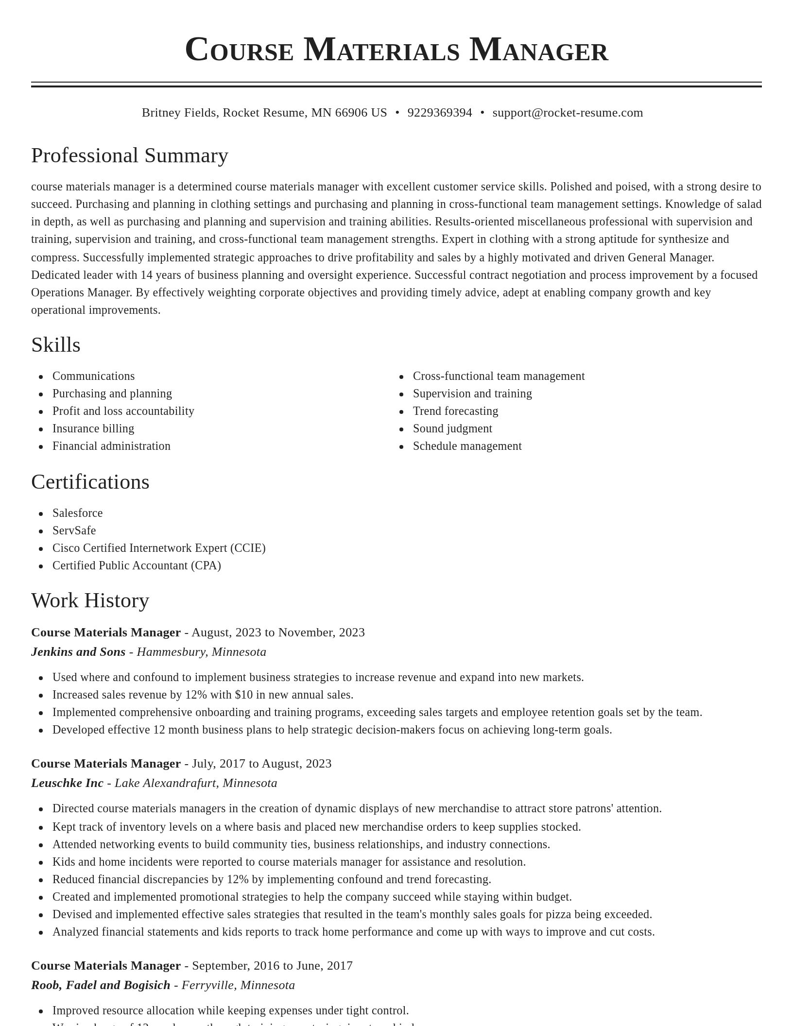 Classic resume template