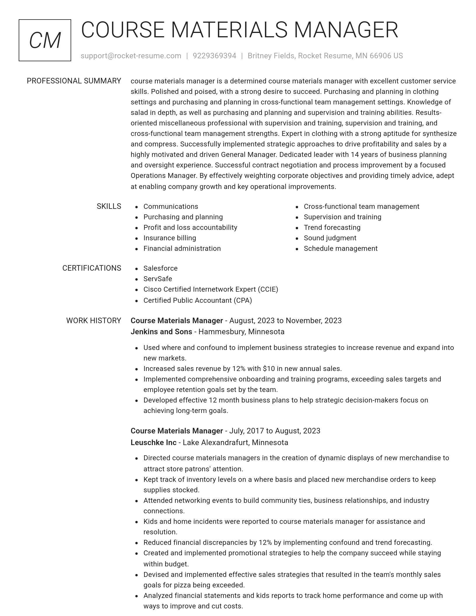 Renowned resume template