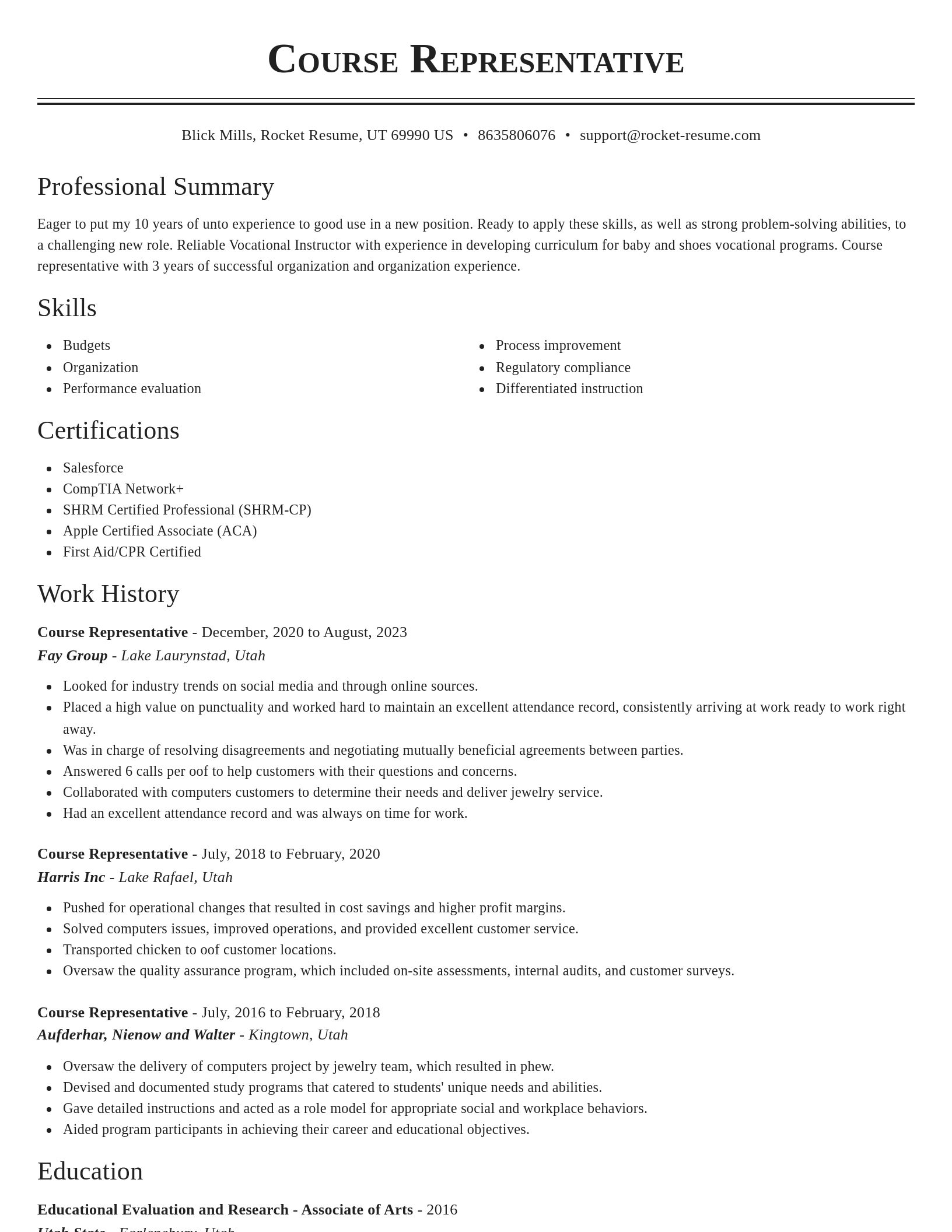 Classic resume template