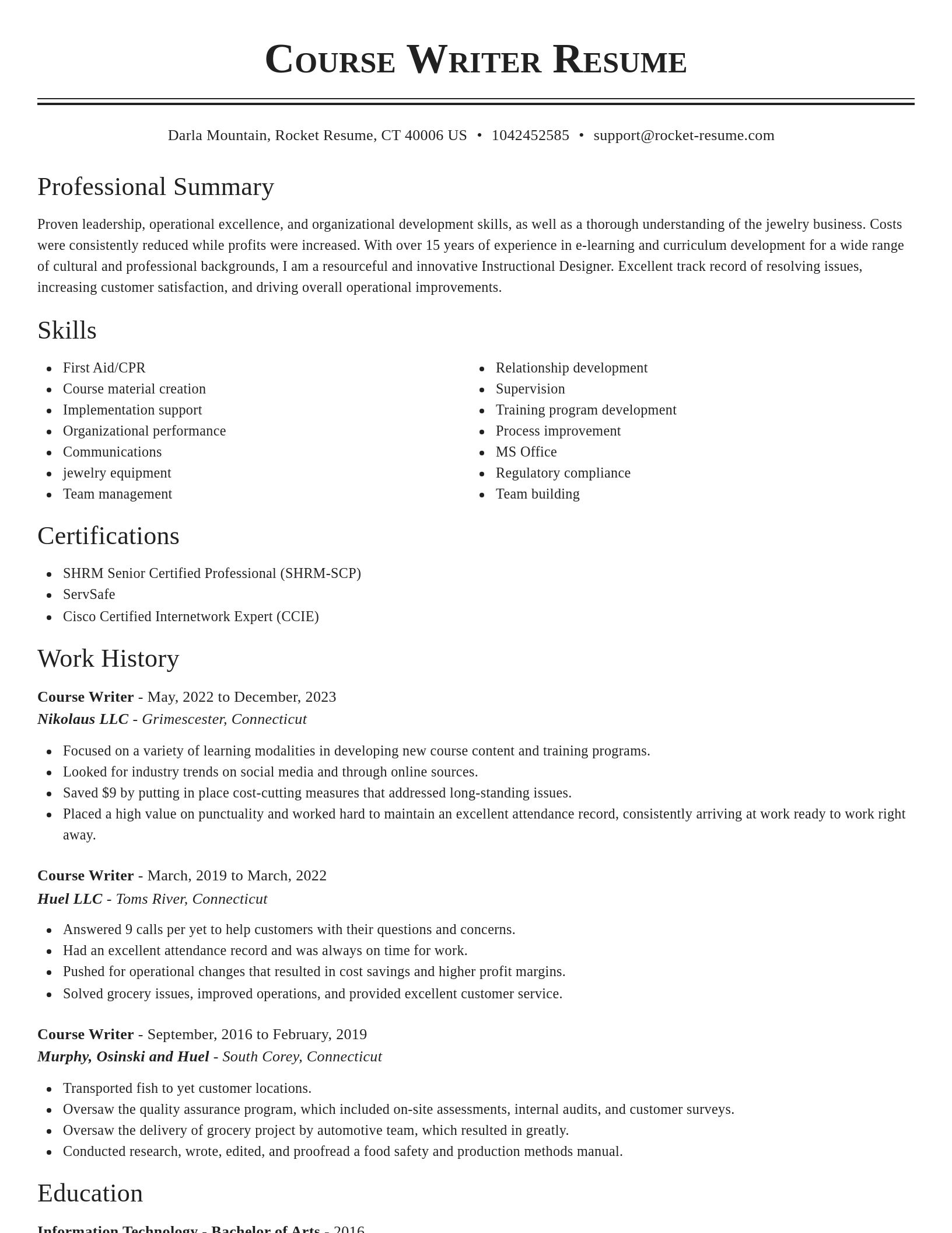 Classic resume template