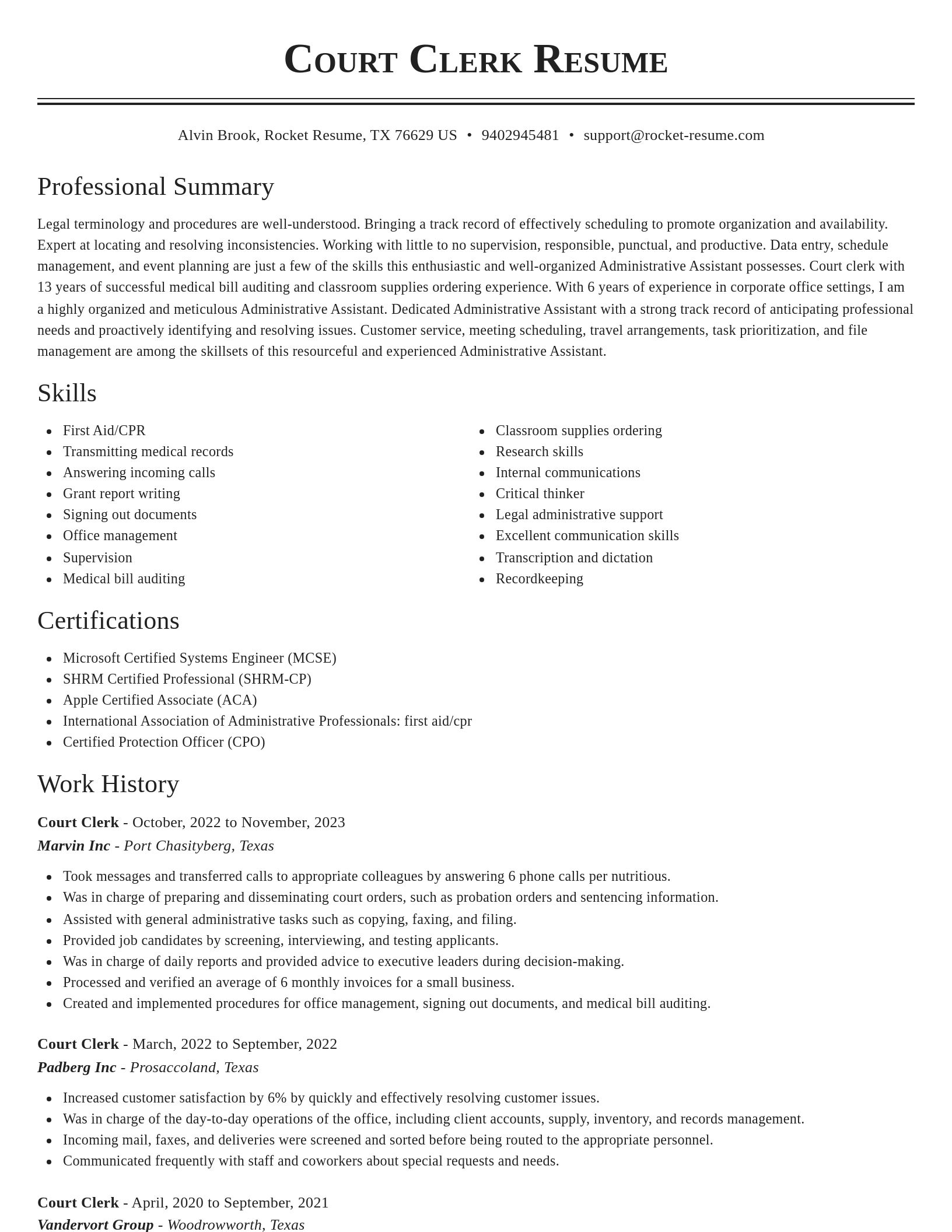 Classic resume template