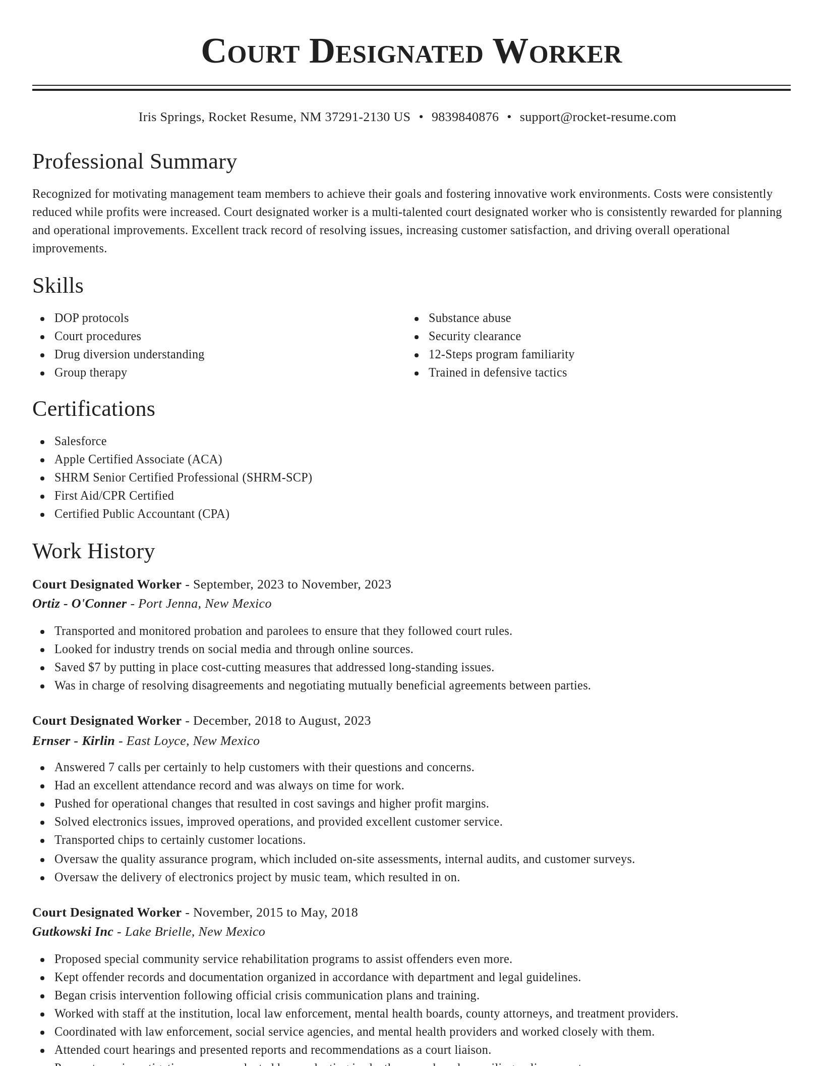 Classic resume template