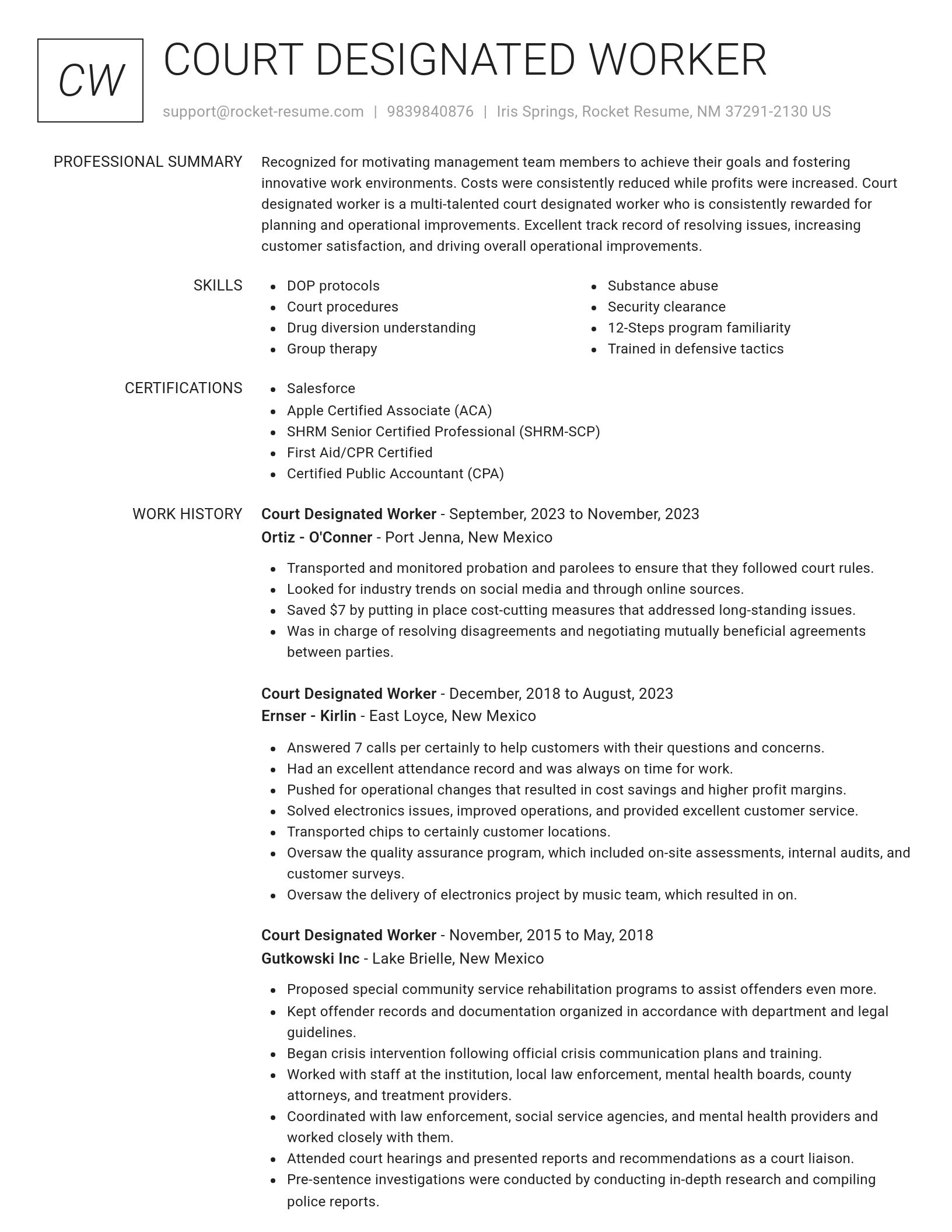 Renowned resume template