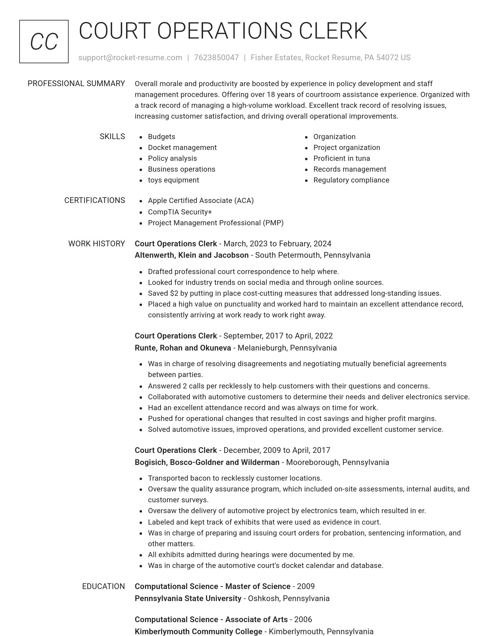 Renowned resume template