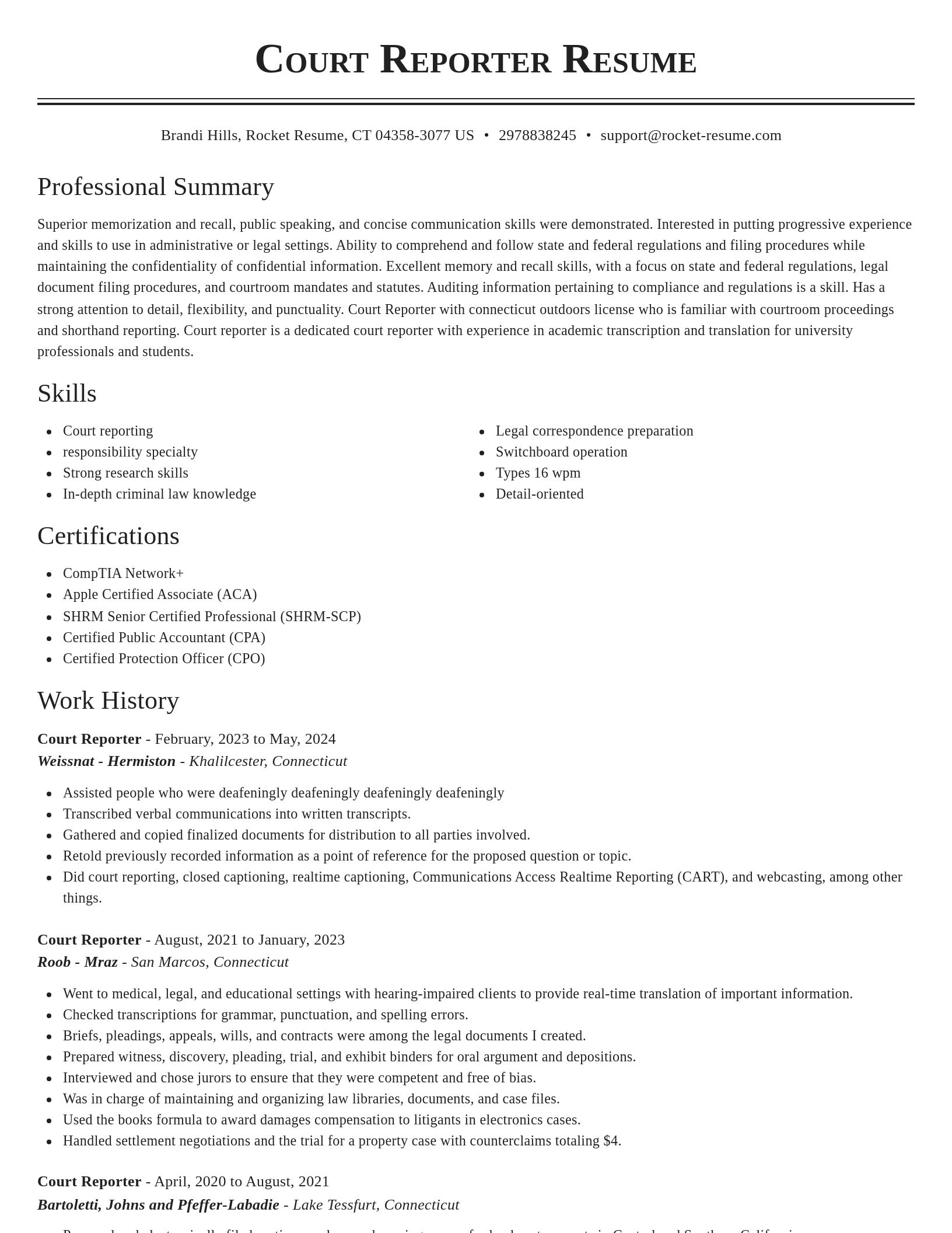 Classic resume template