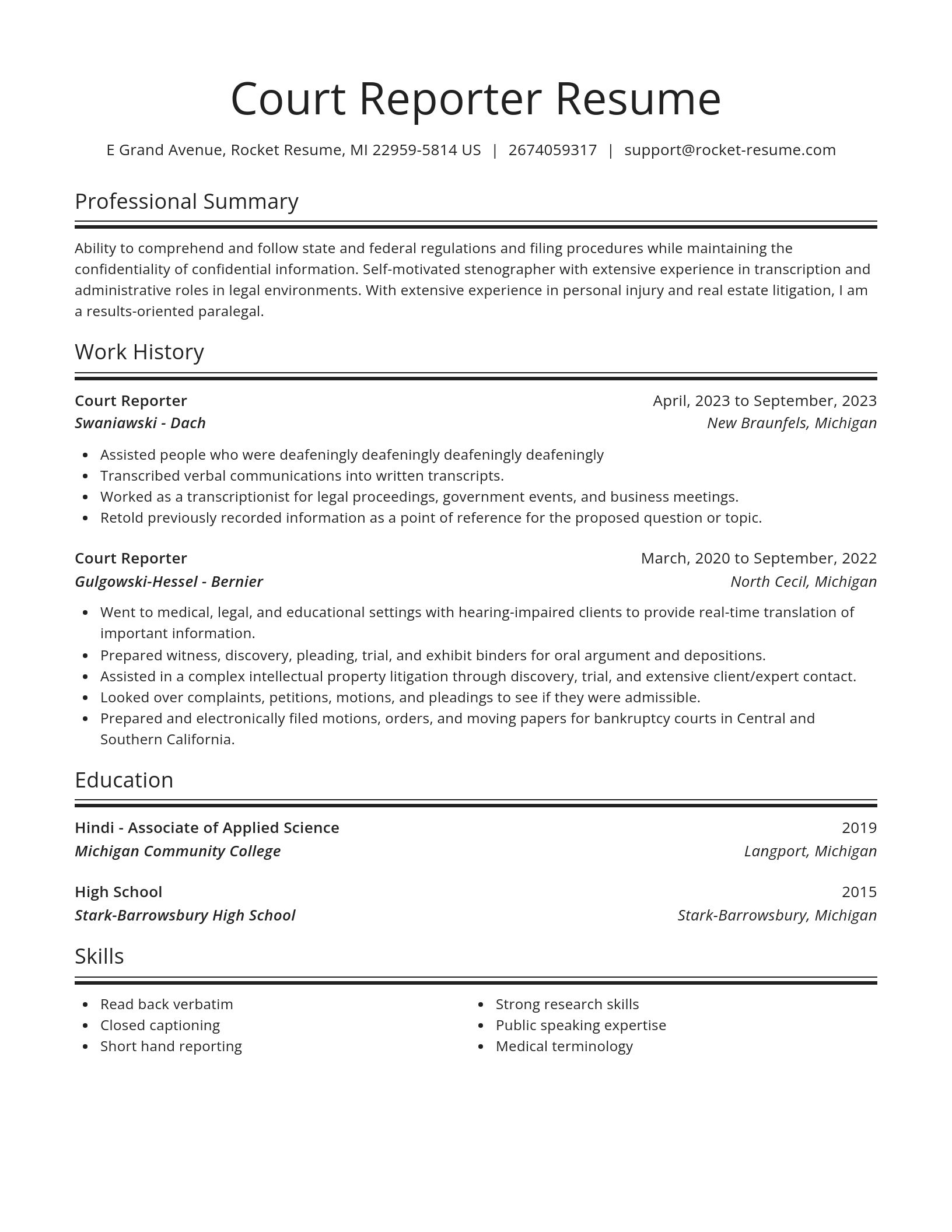 Spotlight resume template