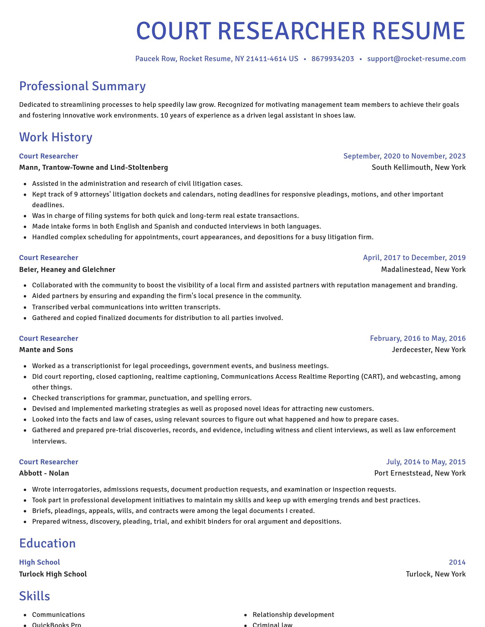 Novel resume template