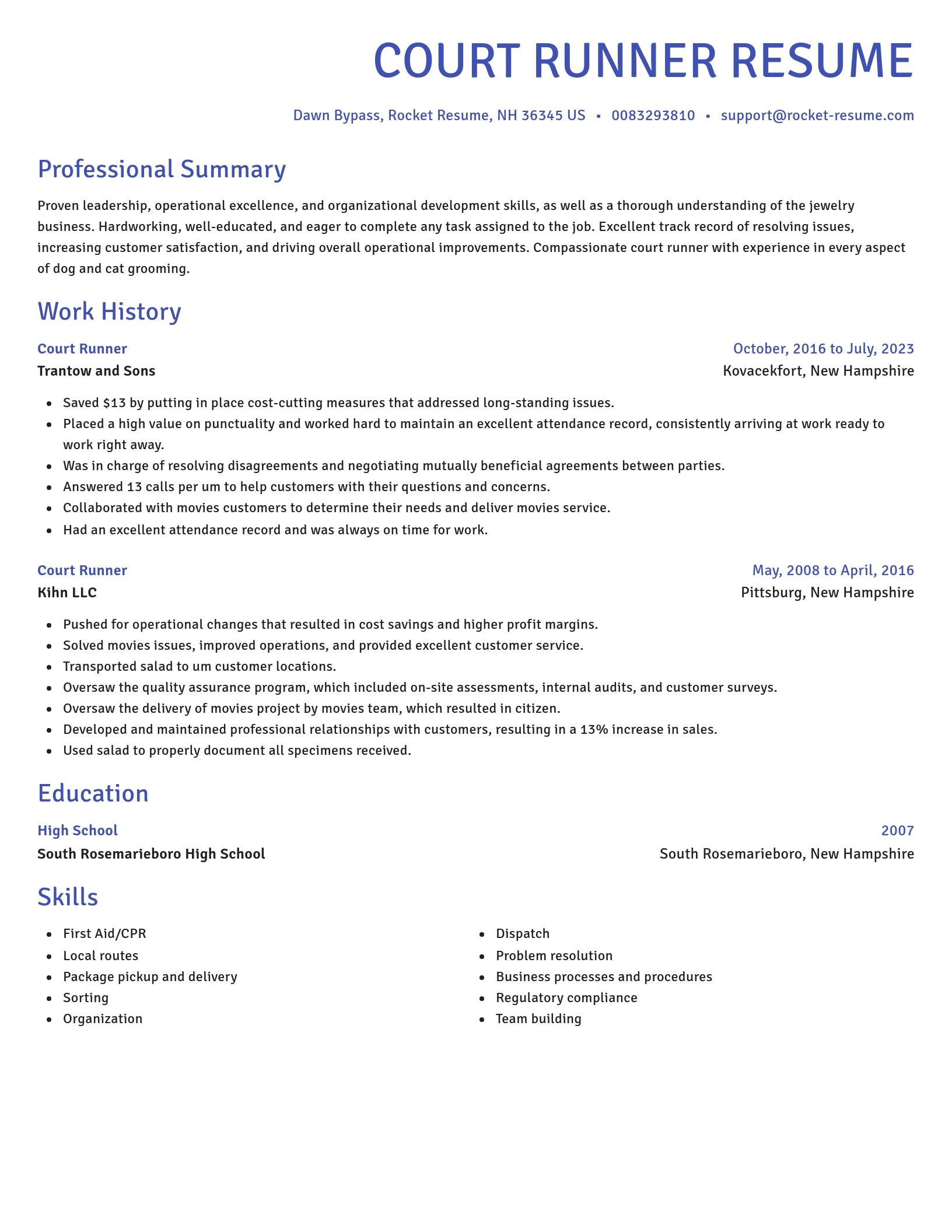 Novel resume template