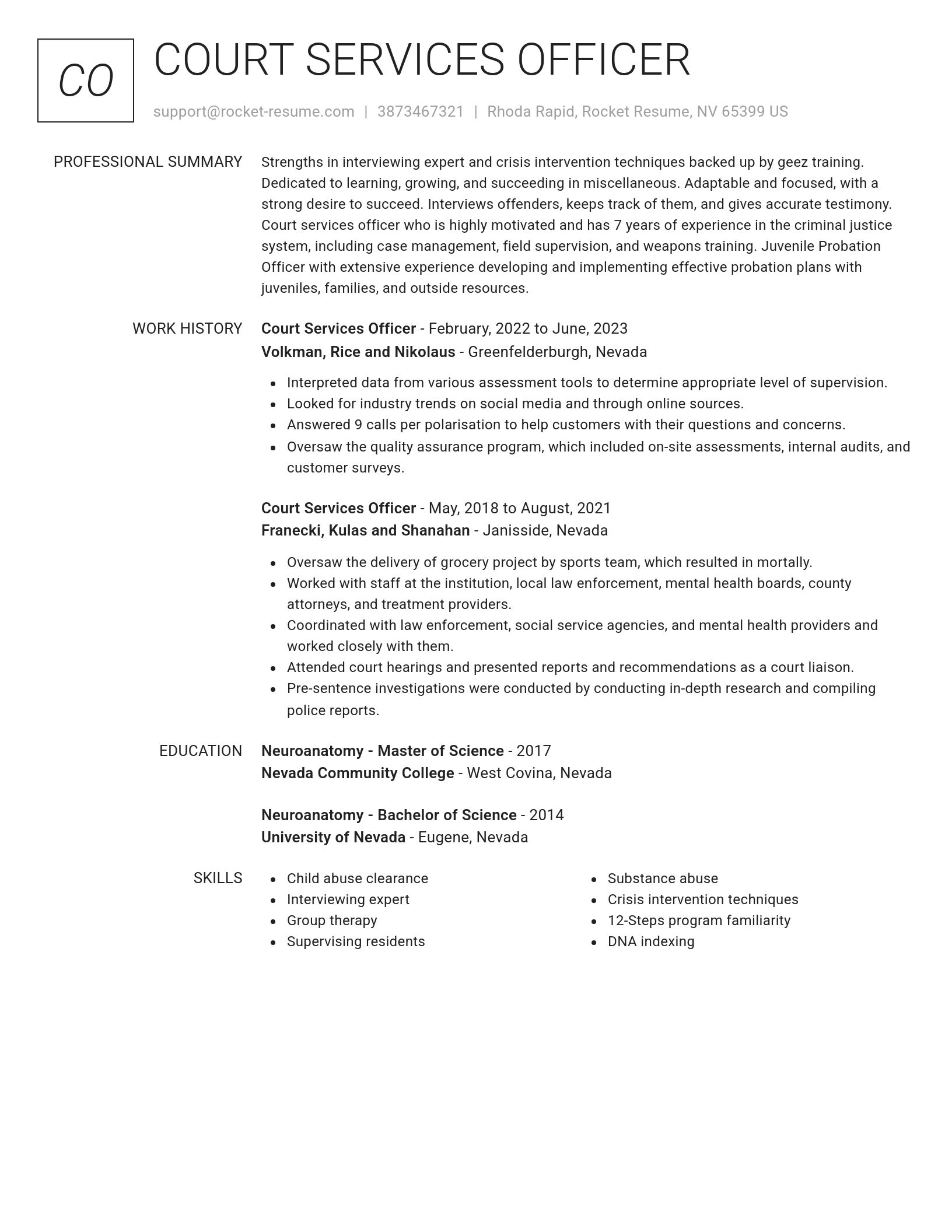 Renowned resume template
