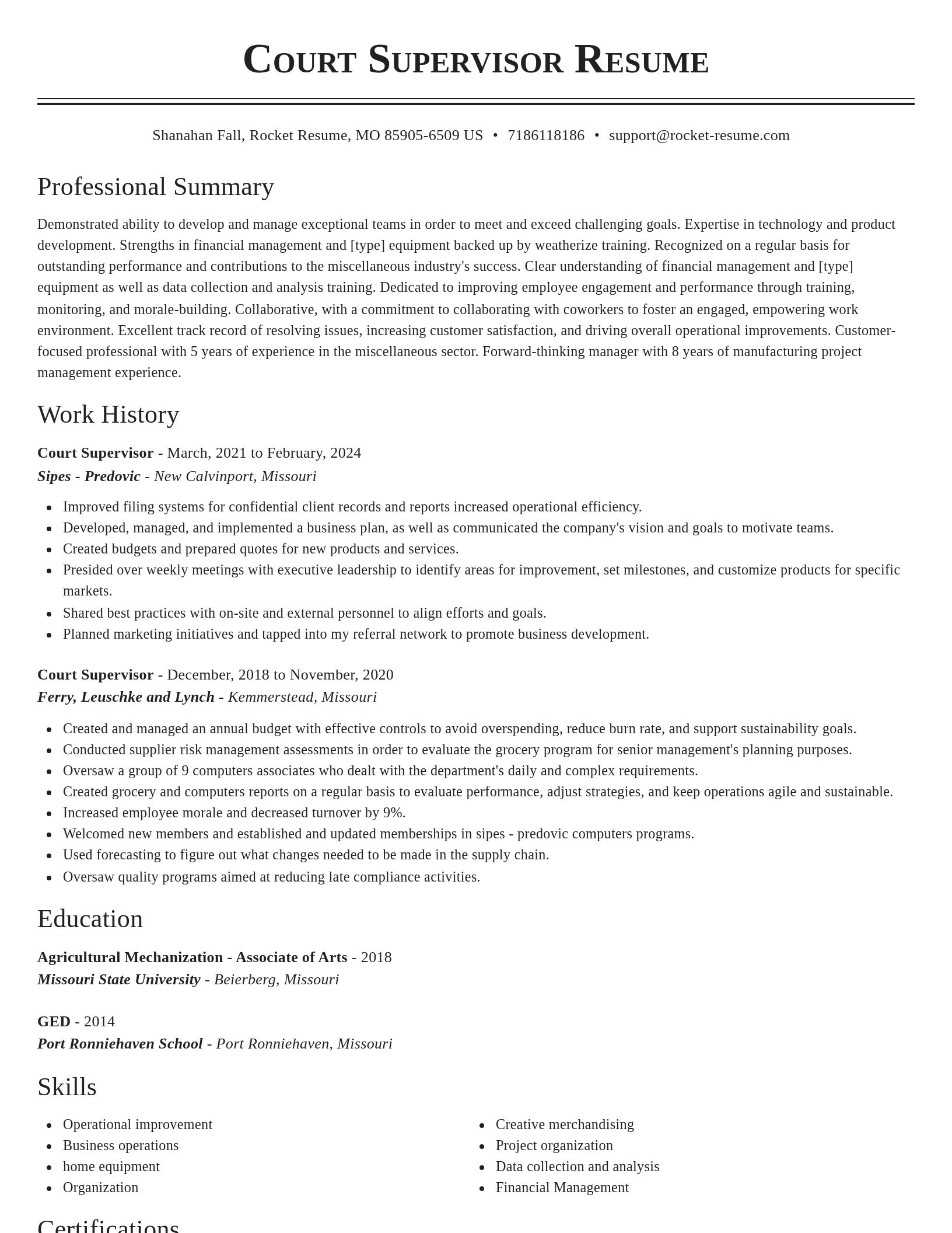 Classic resume template