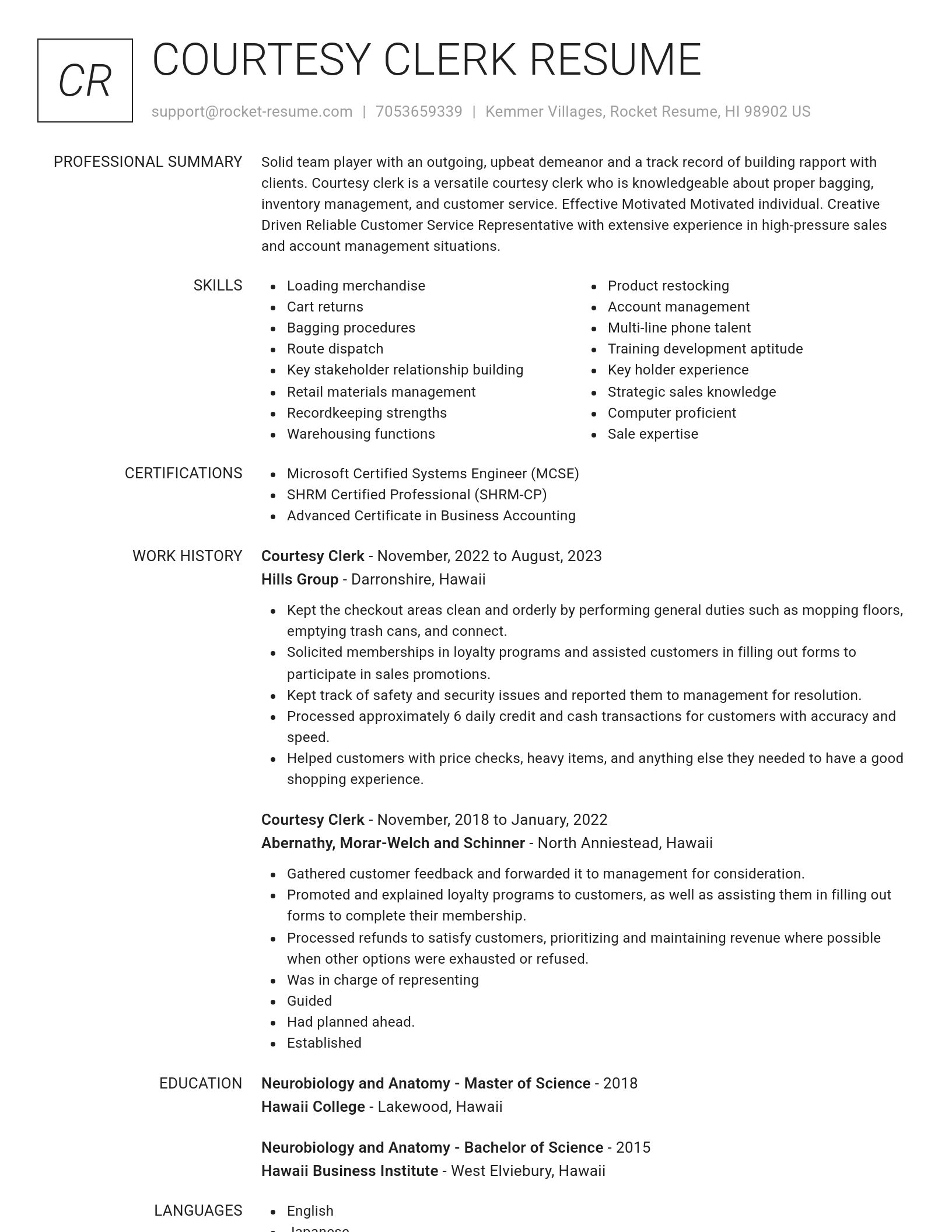 Renowned resume template