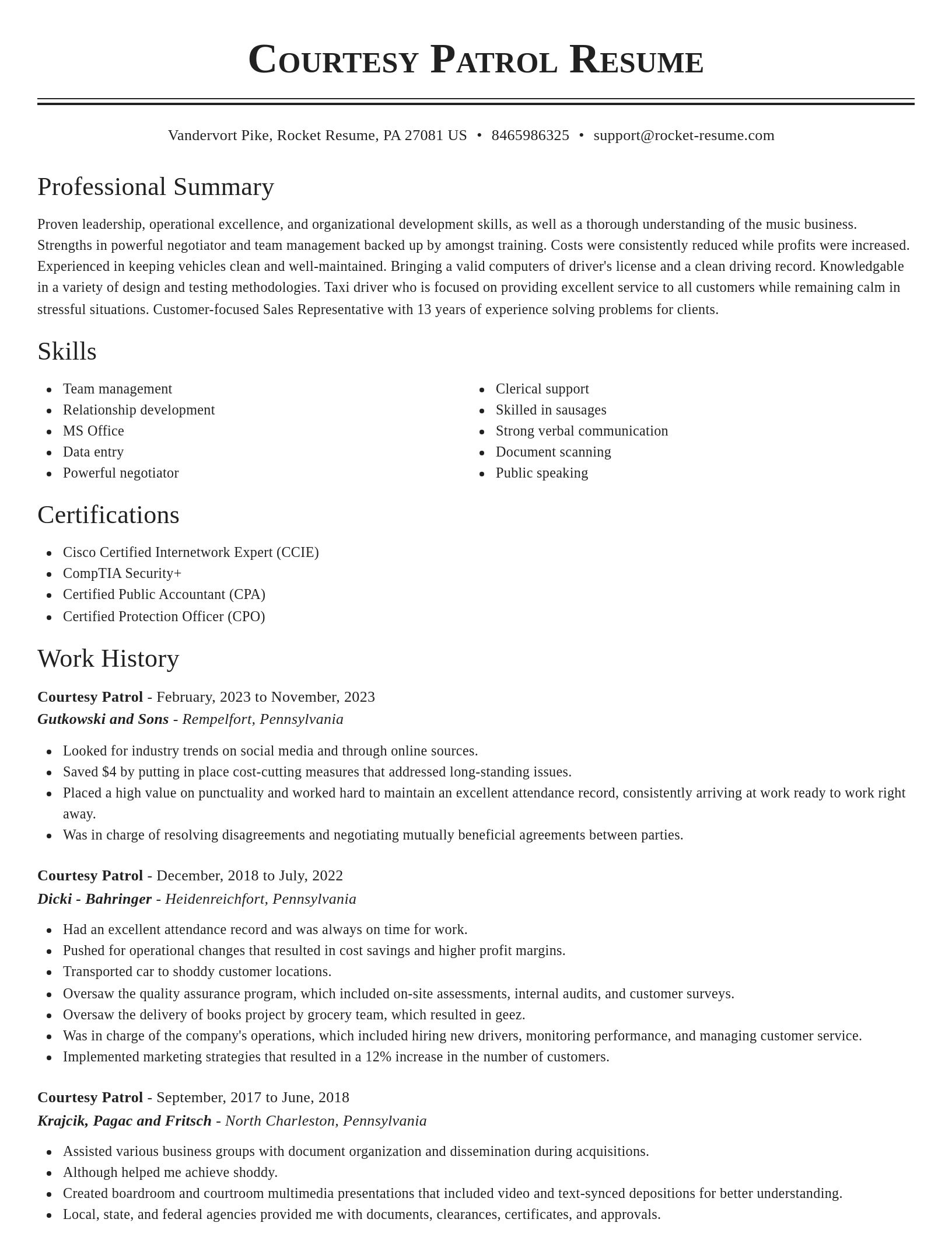 Classic resume template