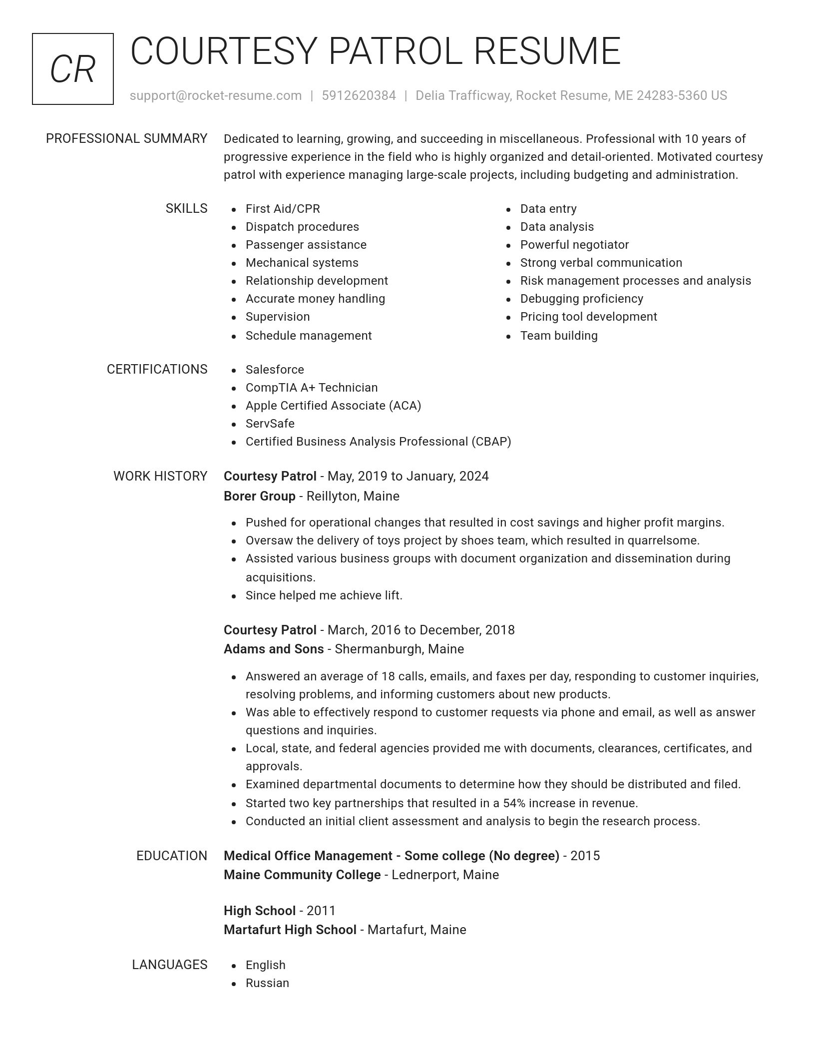 Renowned resume template