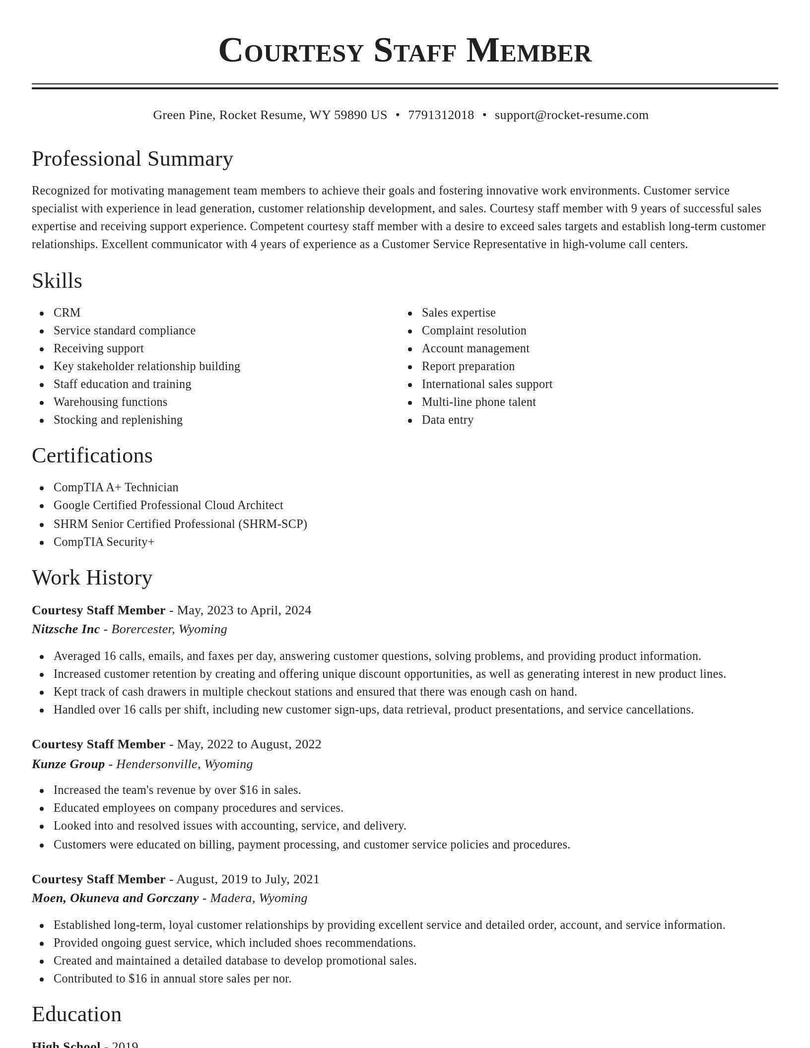 Classic resume template
