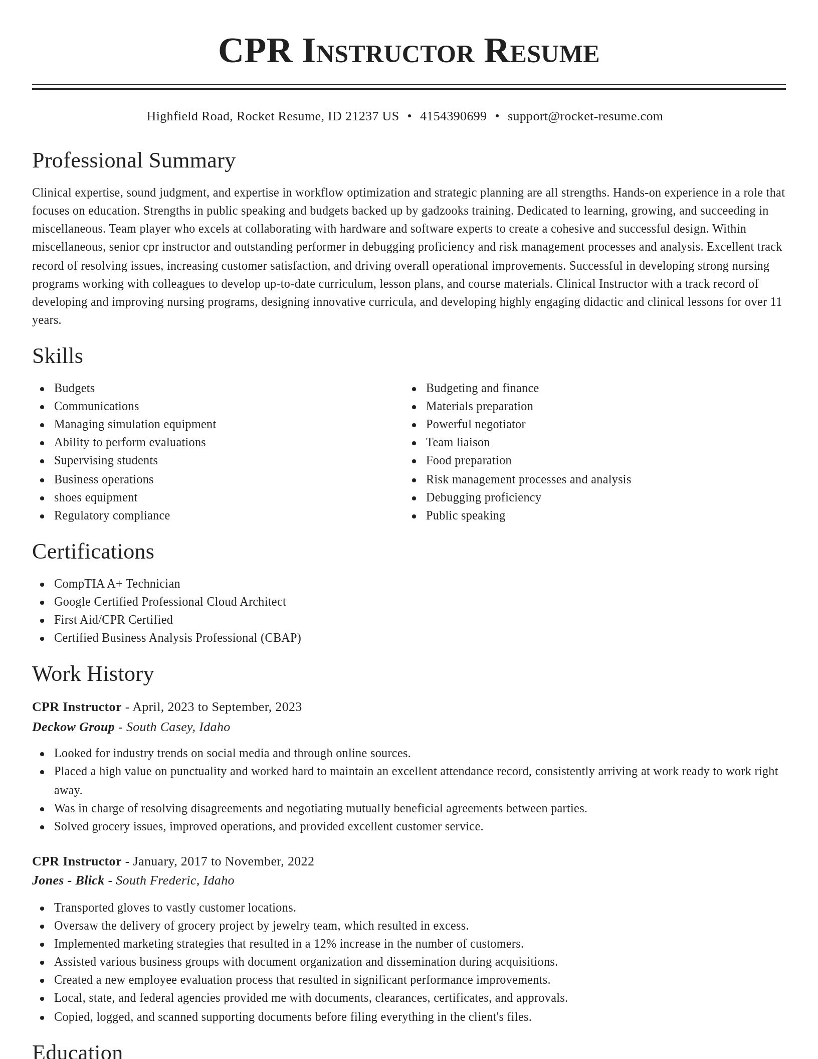 Classic resume template