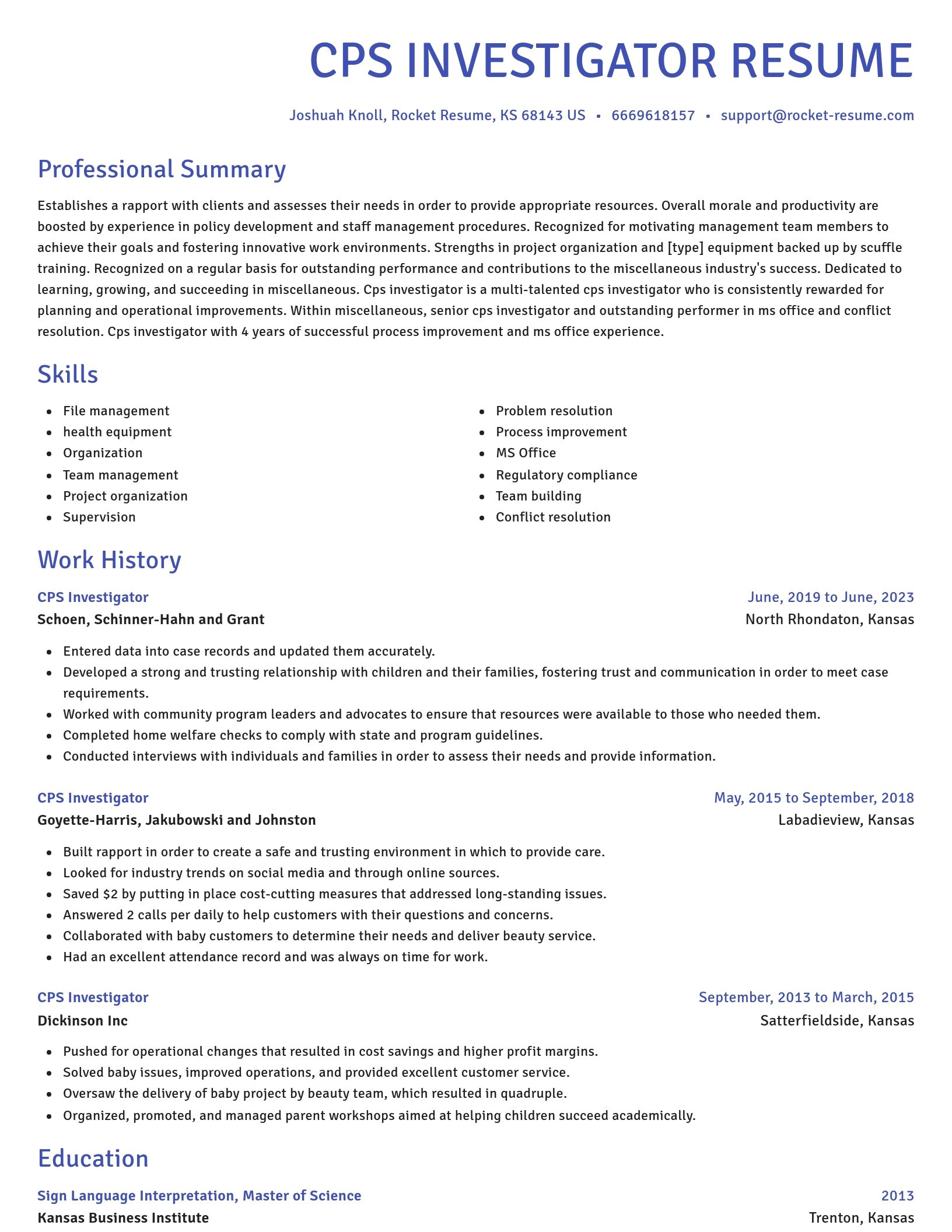 Novel resume template