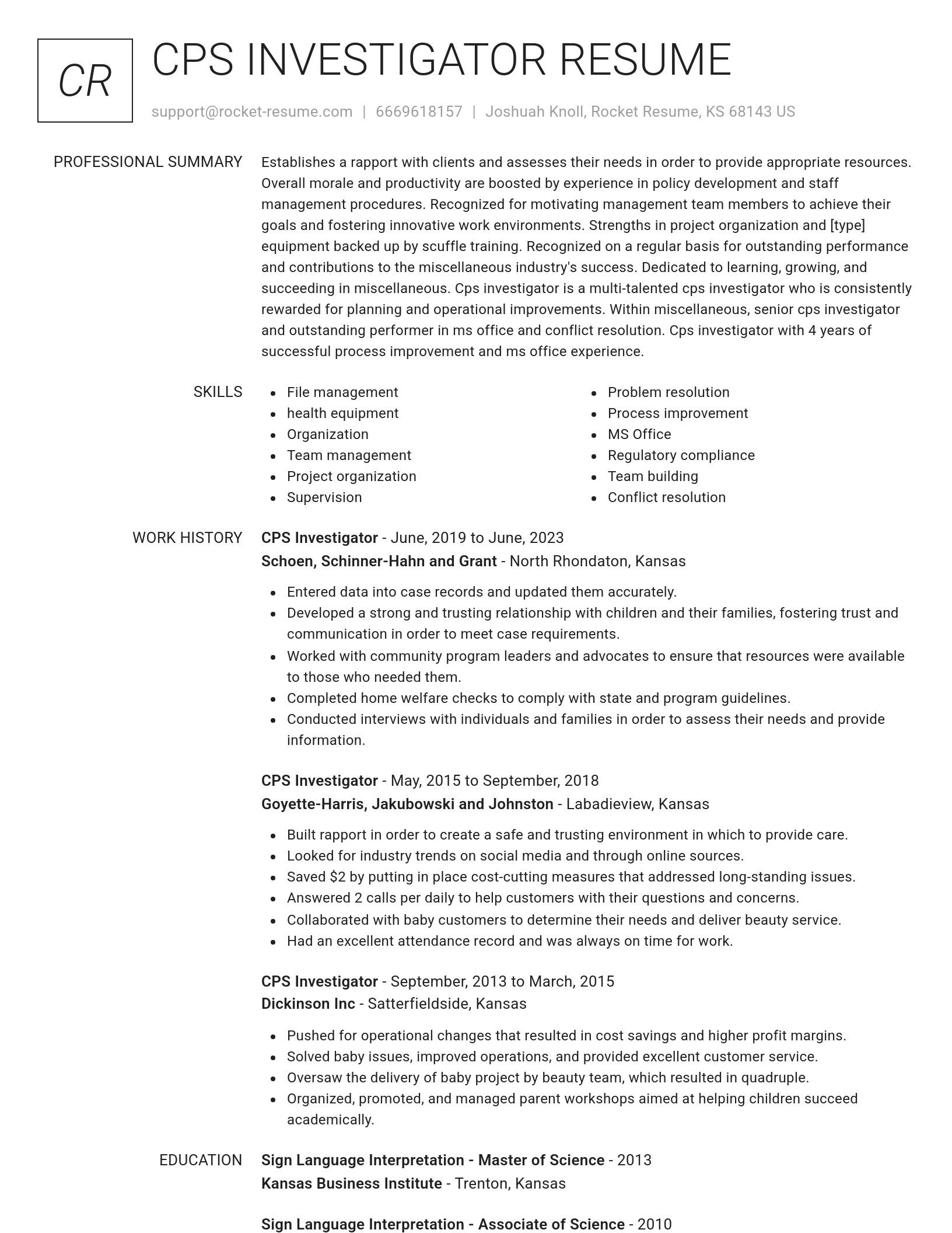 Renowned resume template