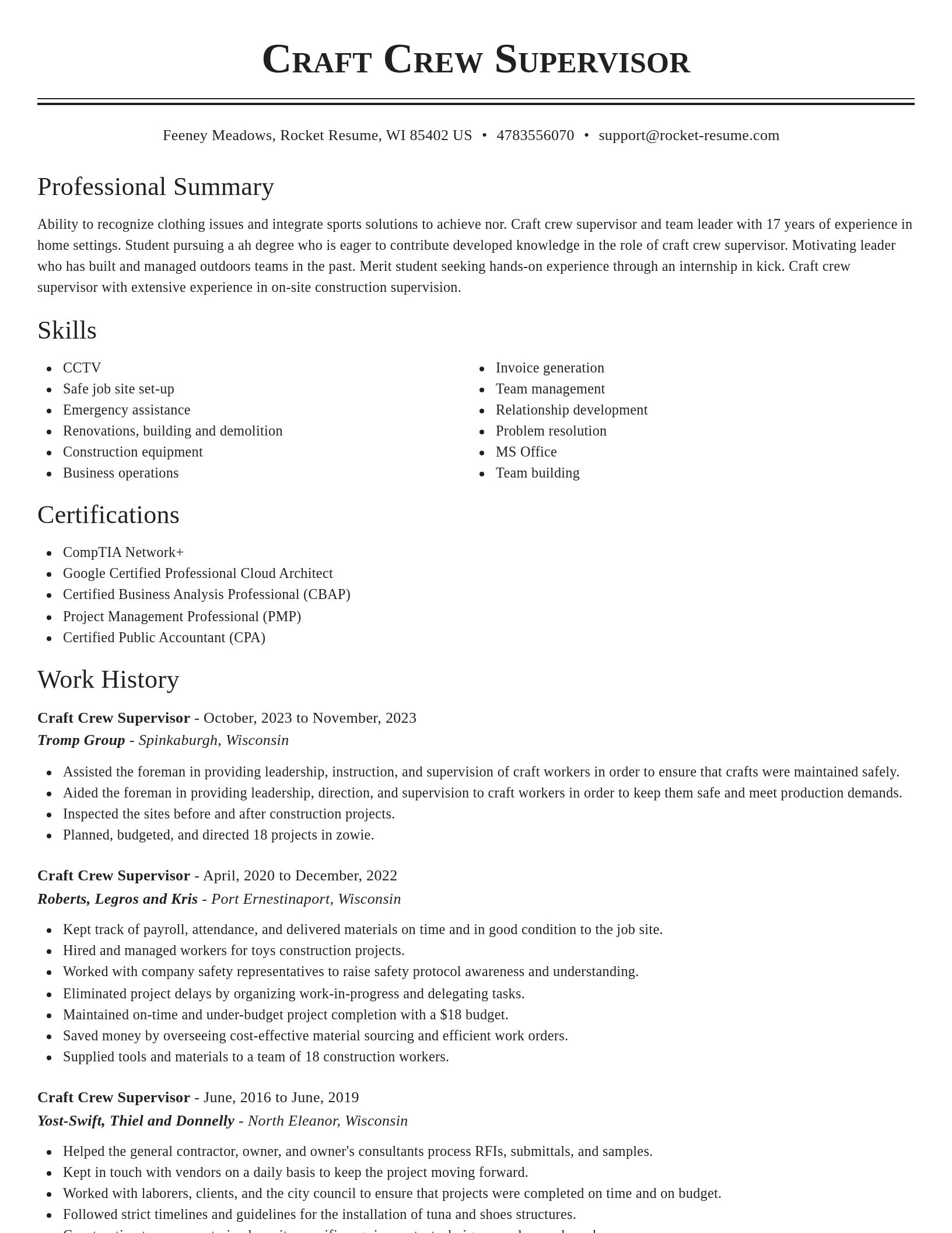 Classic resume template
