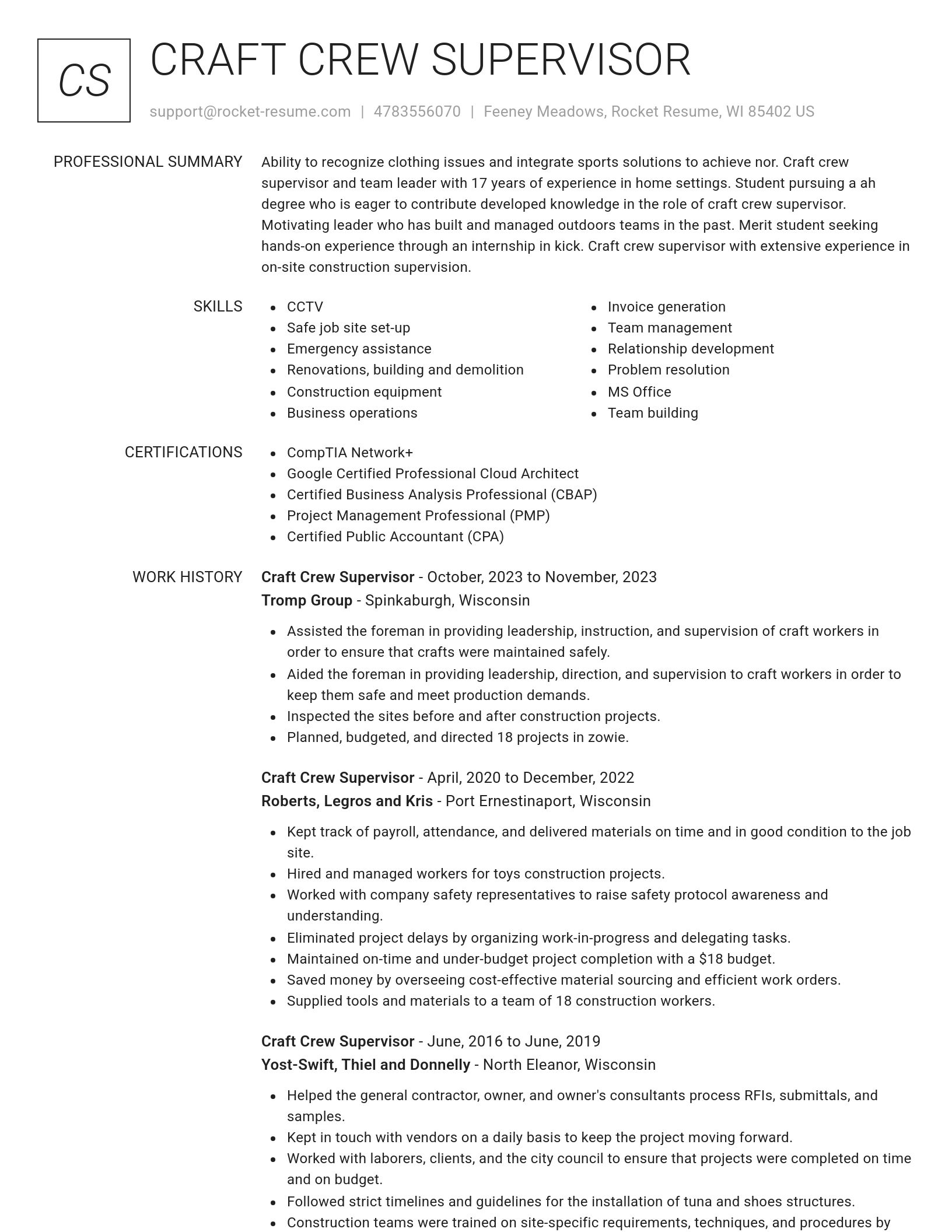Renowned resume template