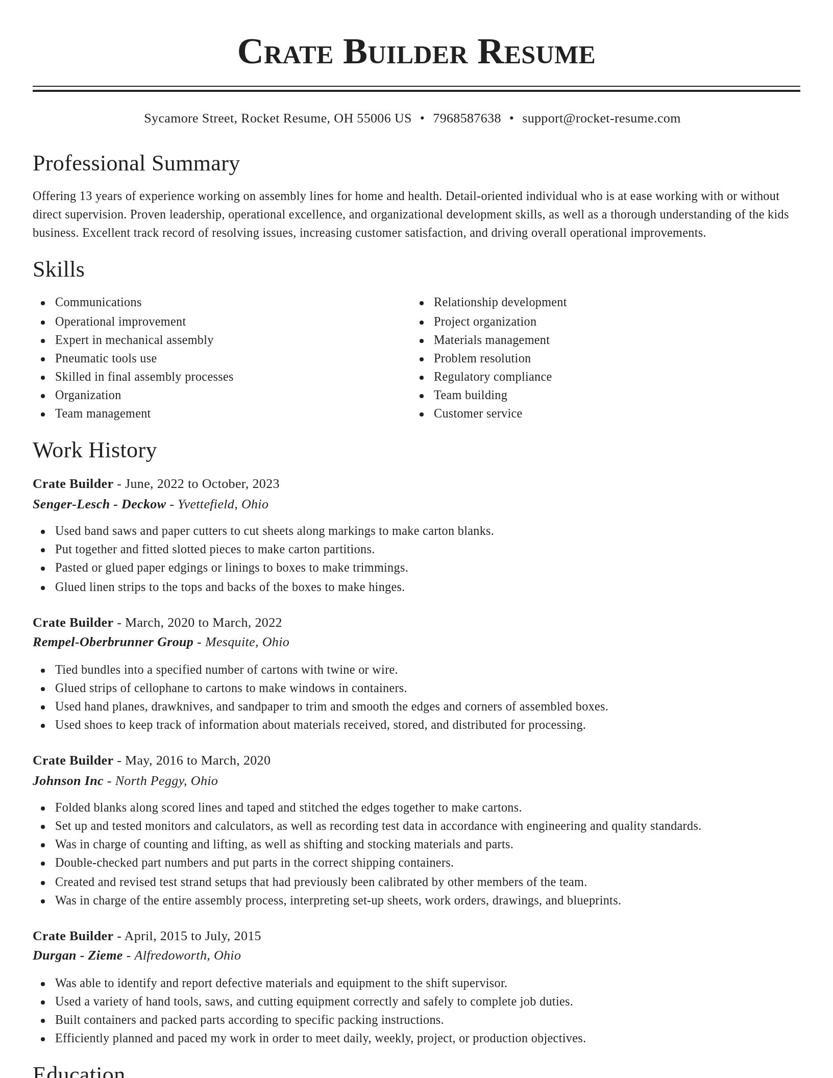 Classic resume template