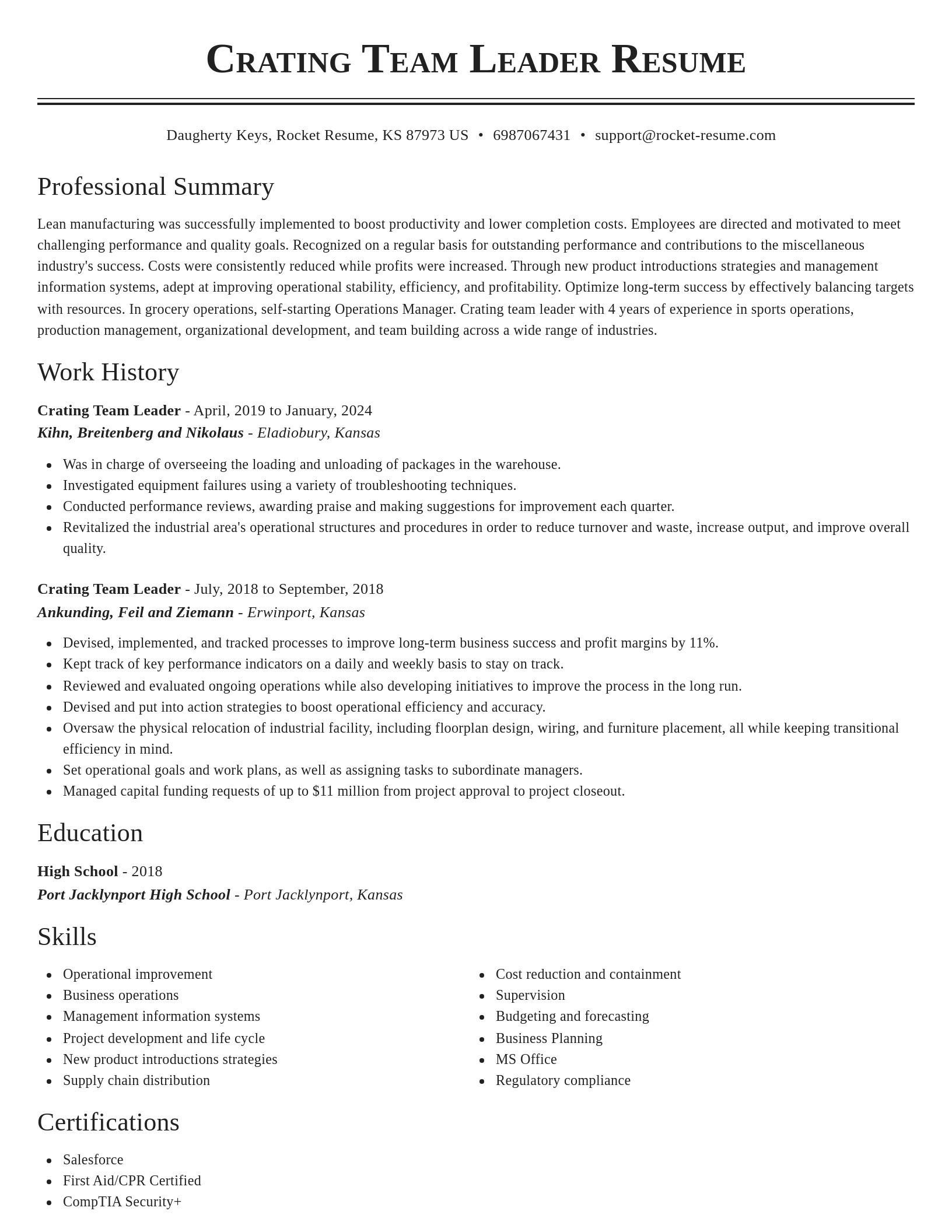 Classic resume template