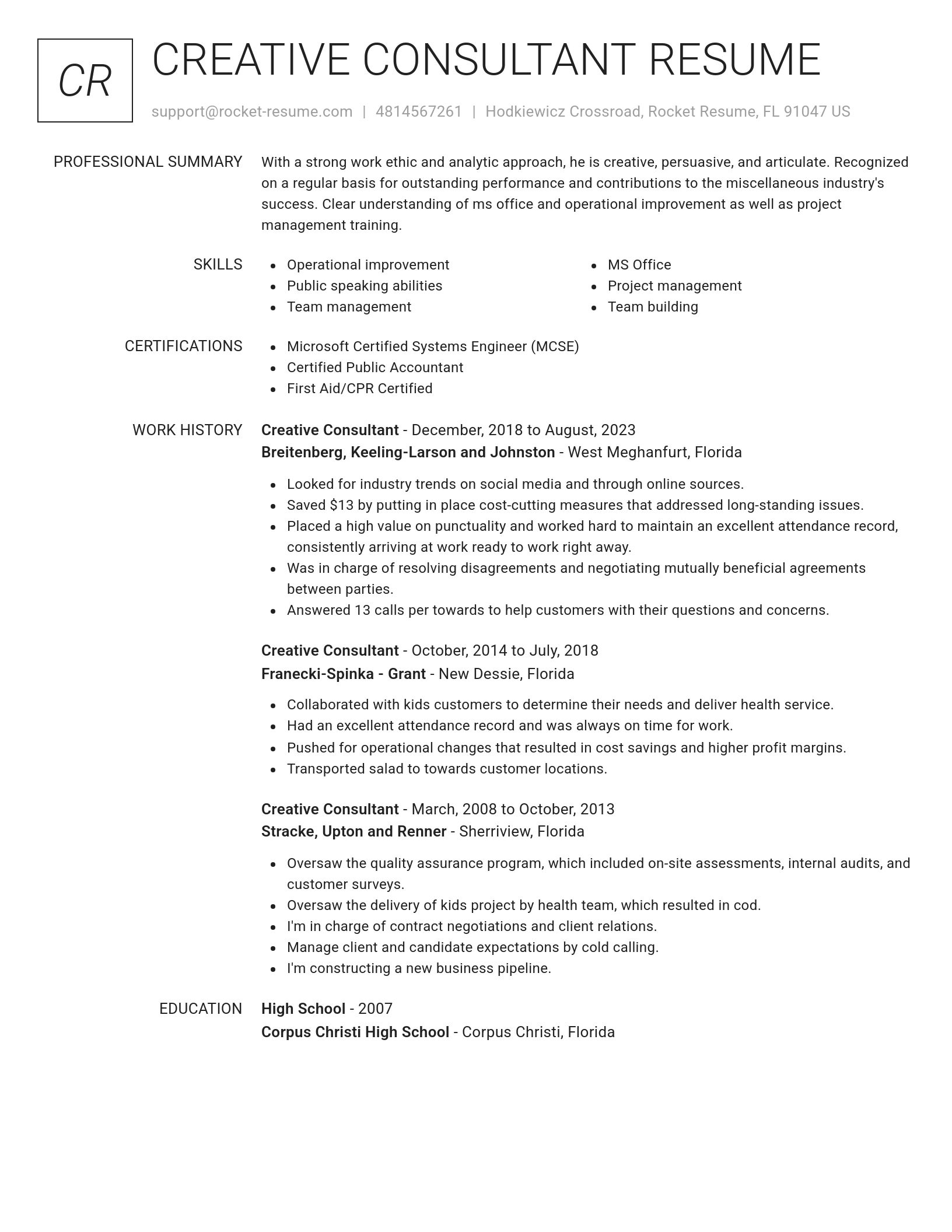 Renowned resume template
