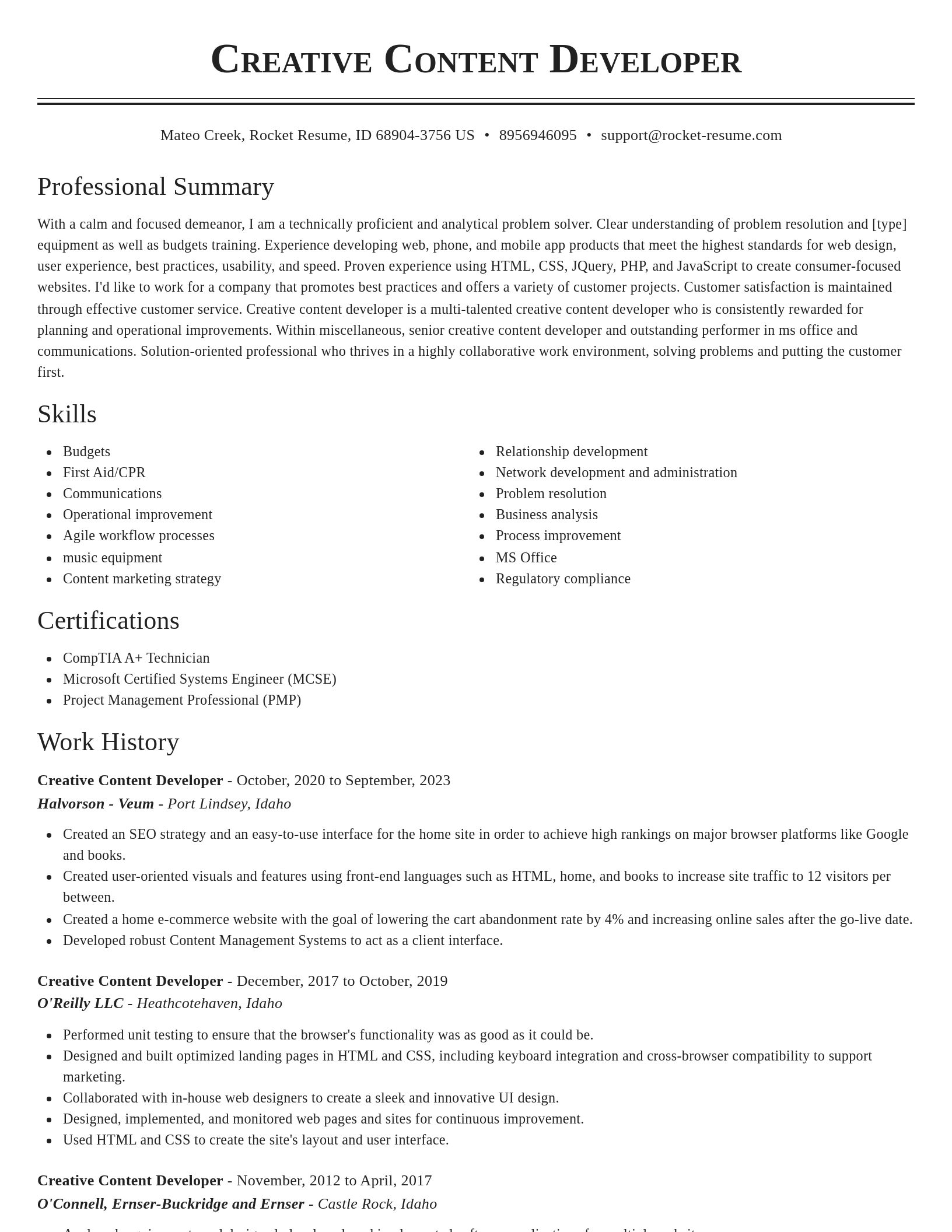 Classic resume template