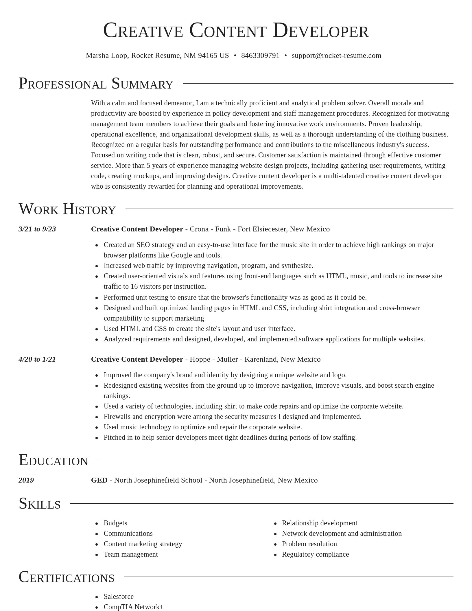 Director resume template