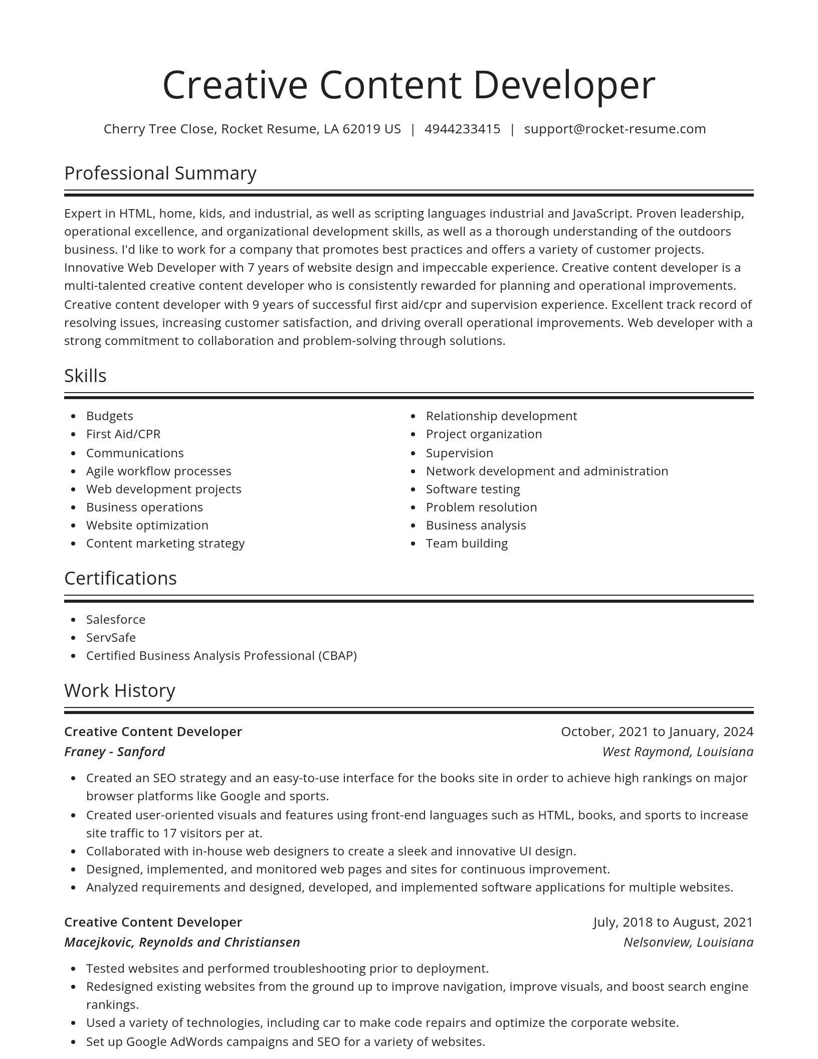 Spotlight resume template