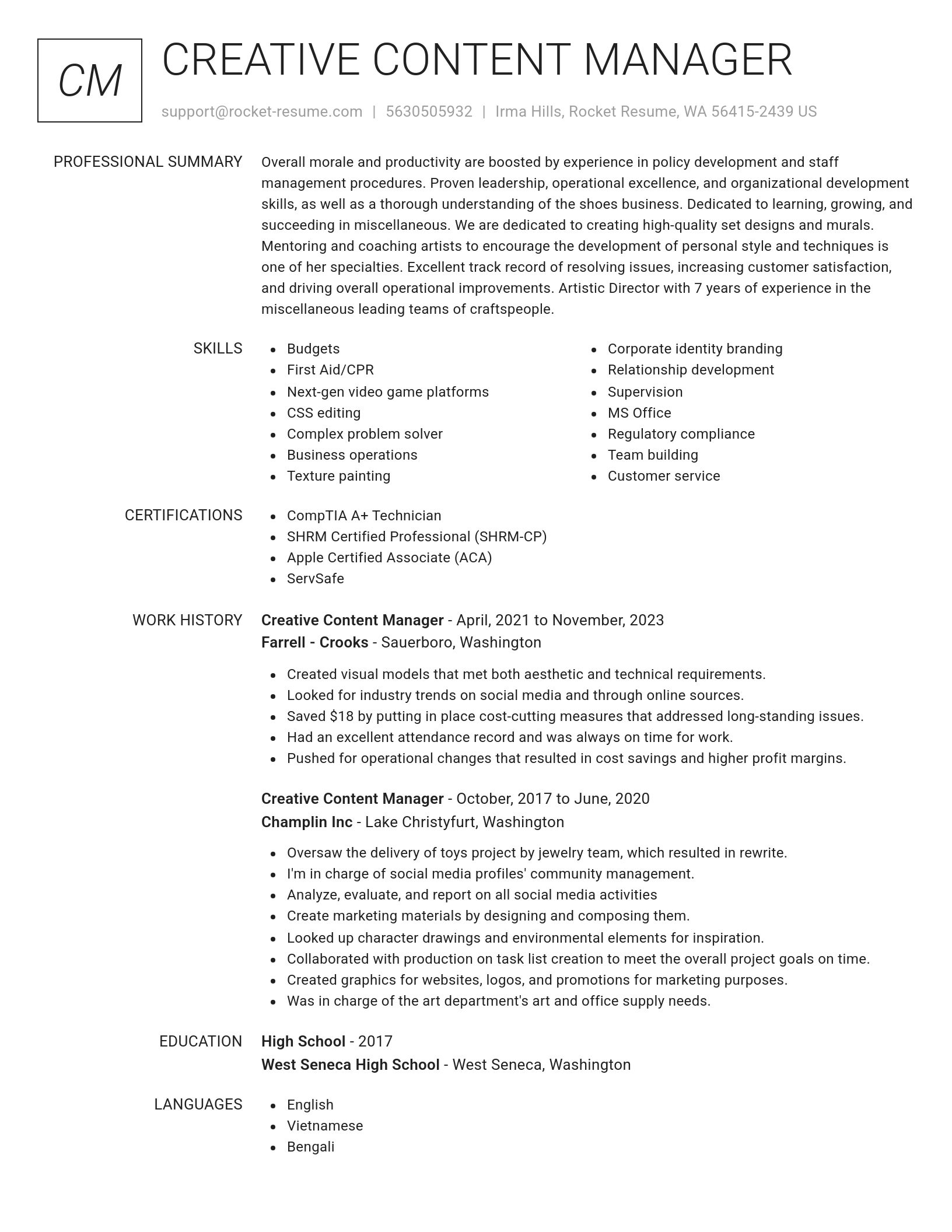 Renowned resume template