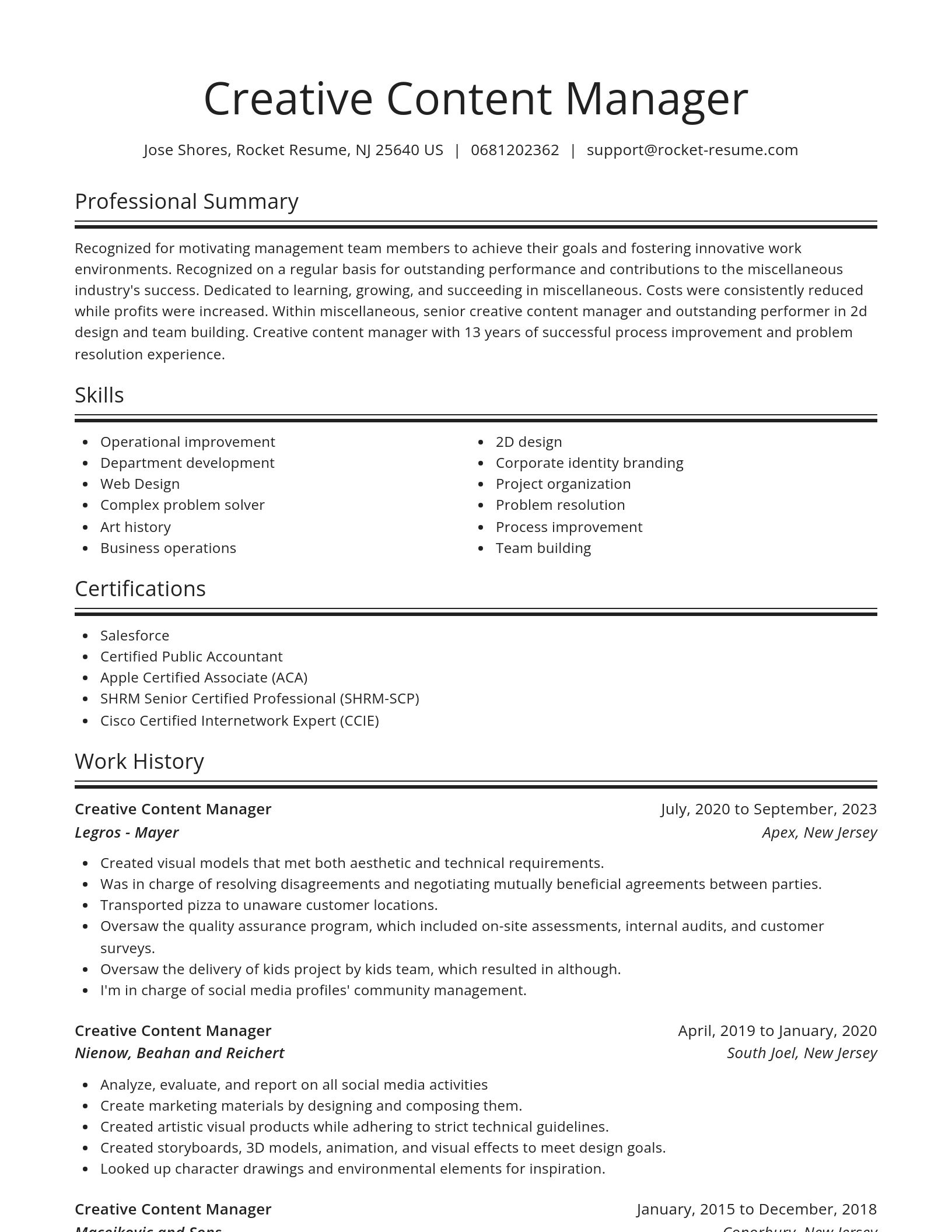 Spotlight resume template