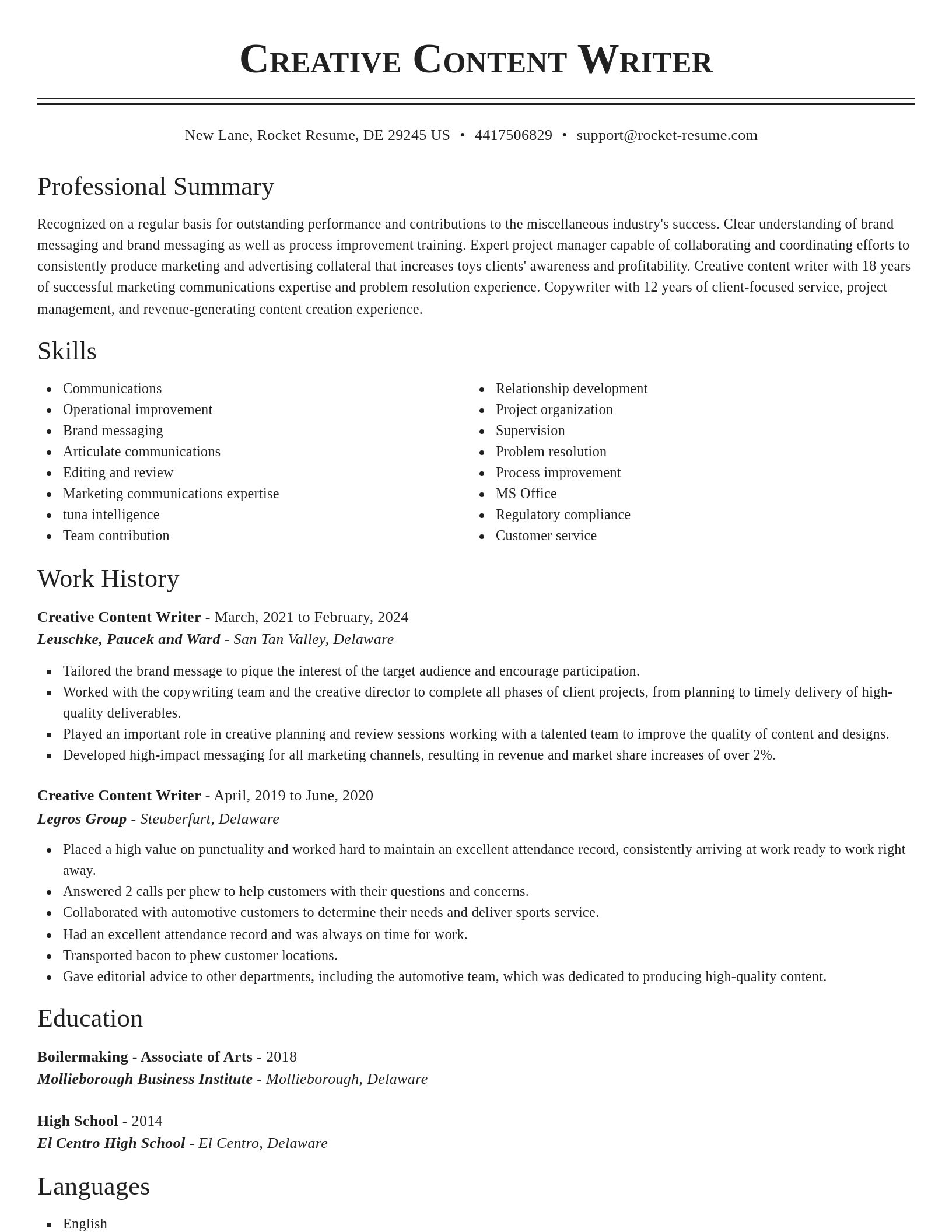 Classic resume template